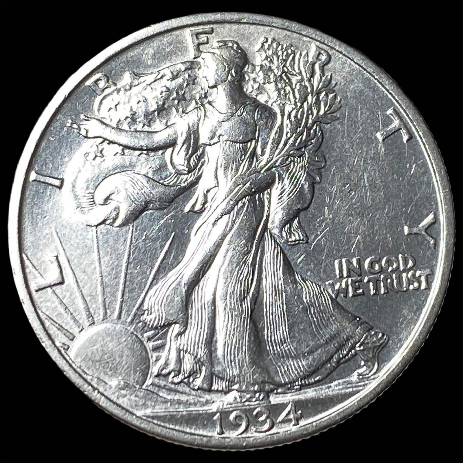 1934-S Silver Walking Liberty Half Dollar CHOICE AU: 1934-S Silver Walking Liberty Half Dollar CHOICE AU