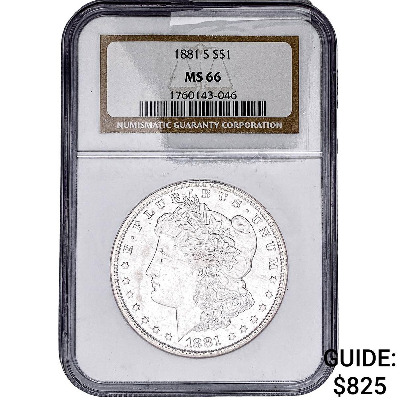 1881-S Morgan Silver Dollar NGC MS66: 1881-S Morgan Silver Dollar NGC MS66