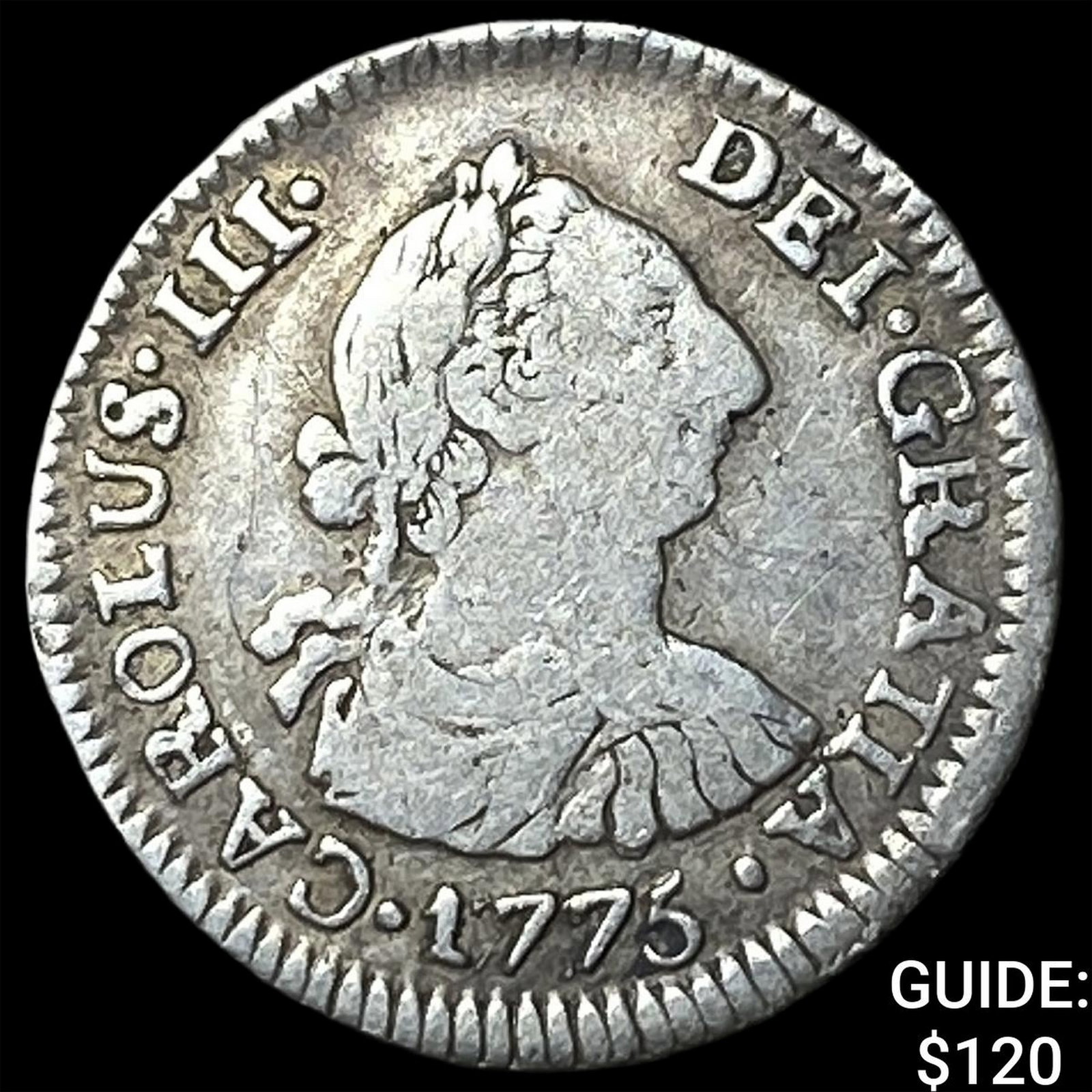 1775-JR Bolivia Charles III Silver 1/2 Real: 1775-JR Bolivia Charles III Silver 1/2 Real