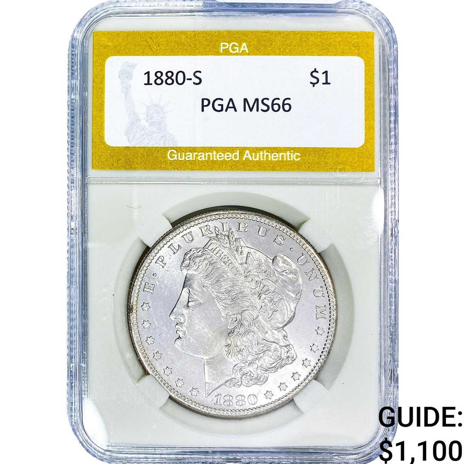 1880-S Morgan Silver Dollar PGA MS66: 1880-S Morgan Silver Dollar PGA MS66