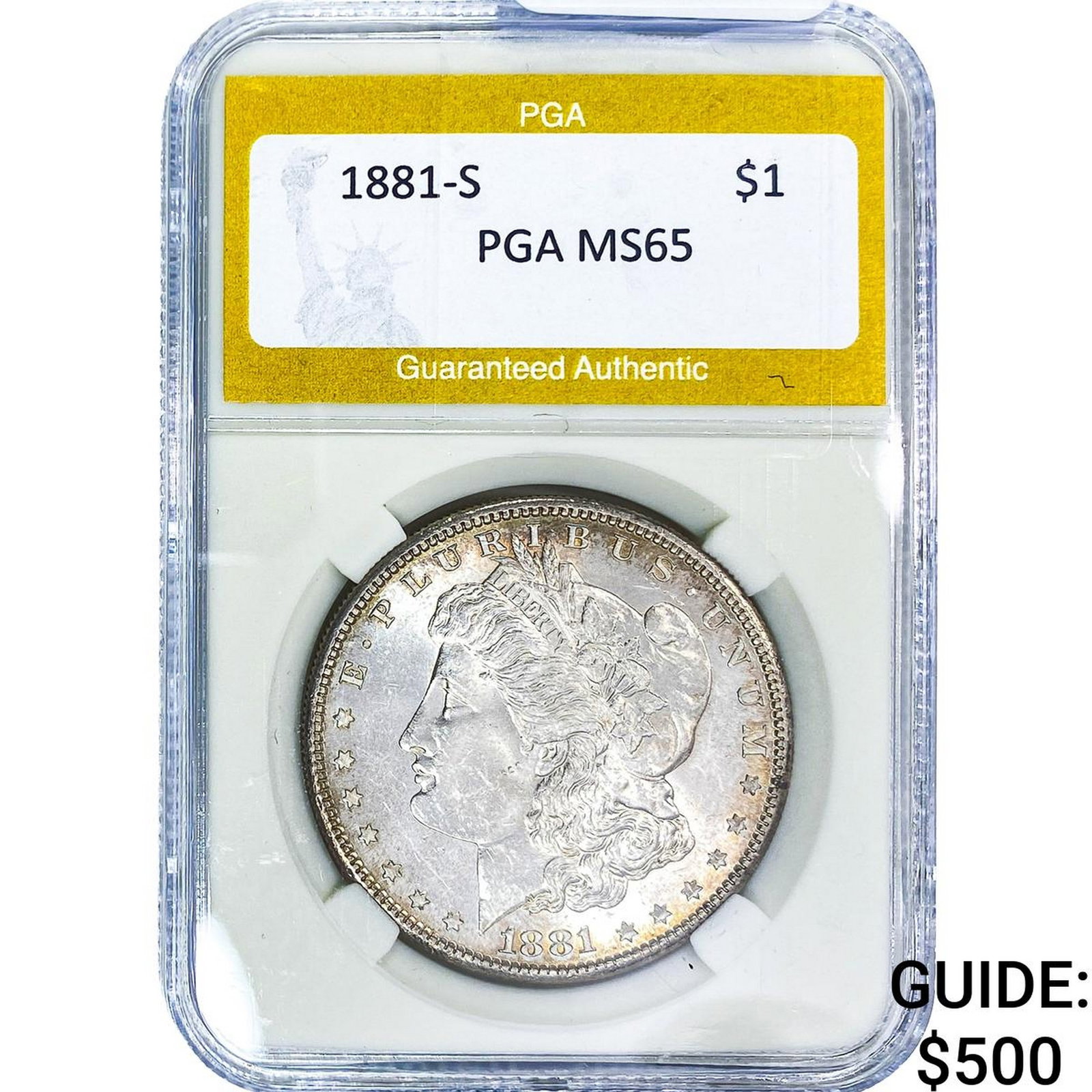 1881-S Morgan Silver Dollar PGA MS65: 1881-S Morgan Silver Dollar PGA MS65