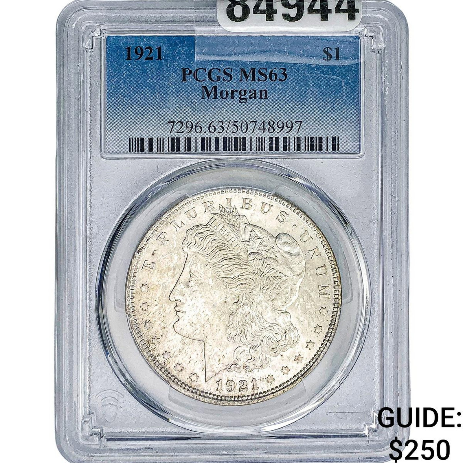 1921 Morgan Silver Dollar PCGS MS63: 1921 Morgan Silver Dollar PCGS MS63