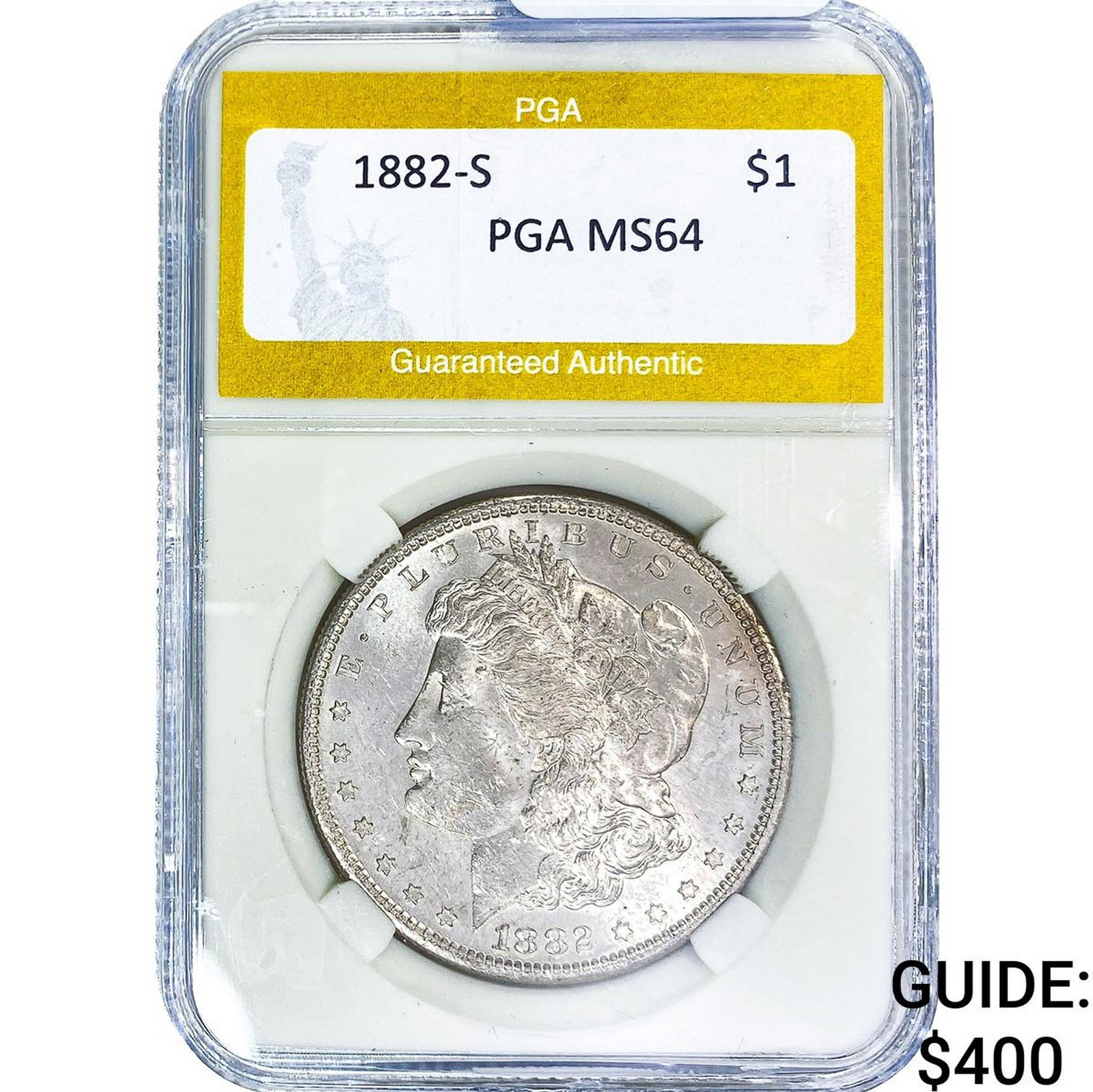 1882-S Morgan Silver Dollar PGA MS64: 1882-S Morgan Silver Dollar PGA MS64