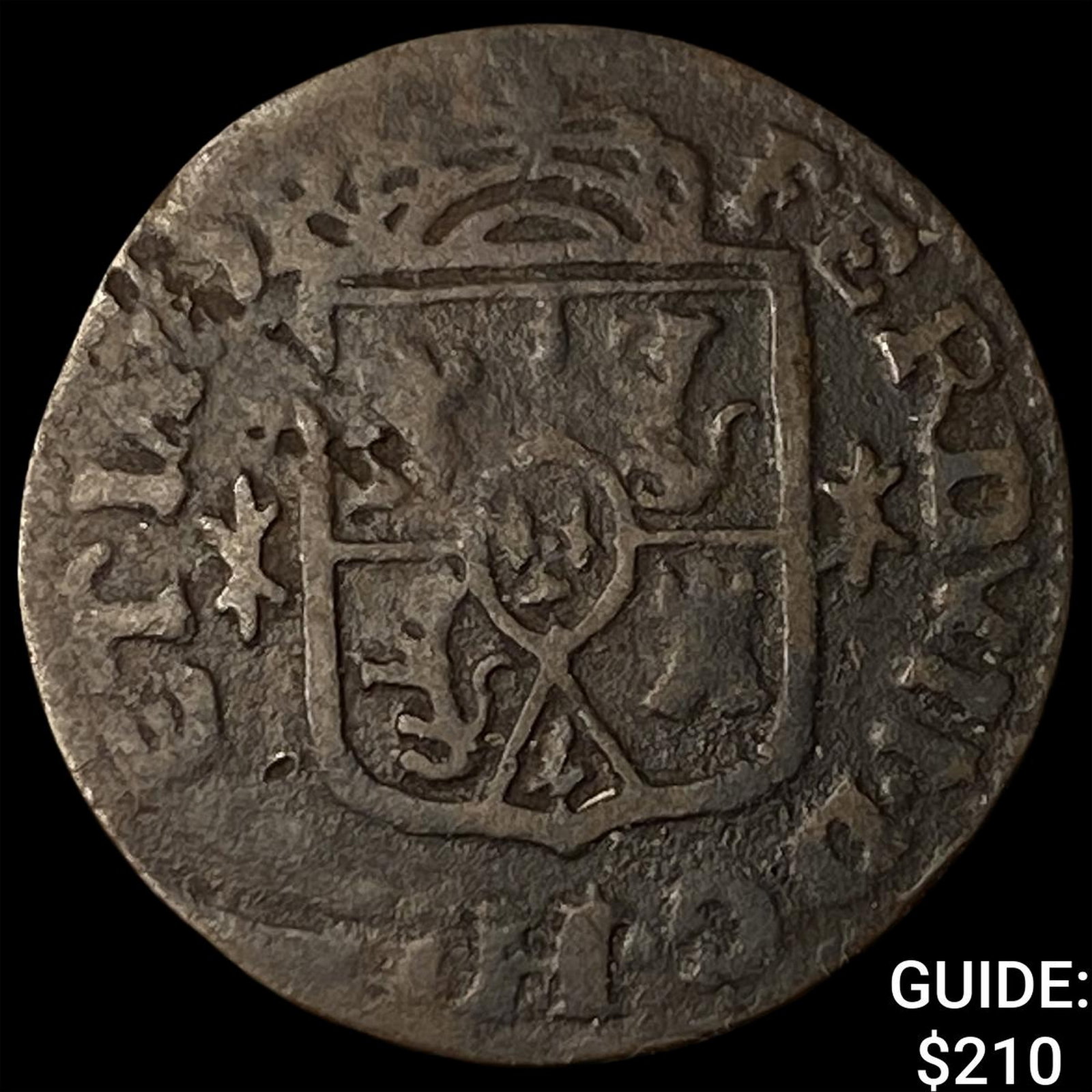 1830F Philippines Copper 1 Quarto KM 7: 1830F Philippines Copper 1 Quarto KM 7