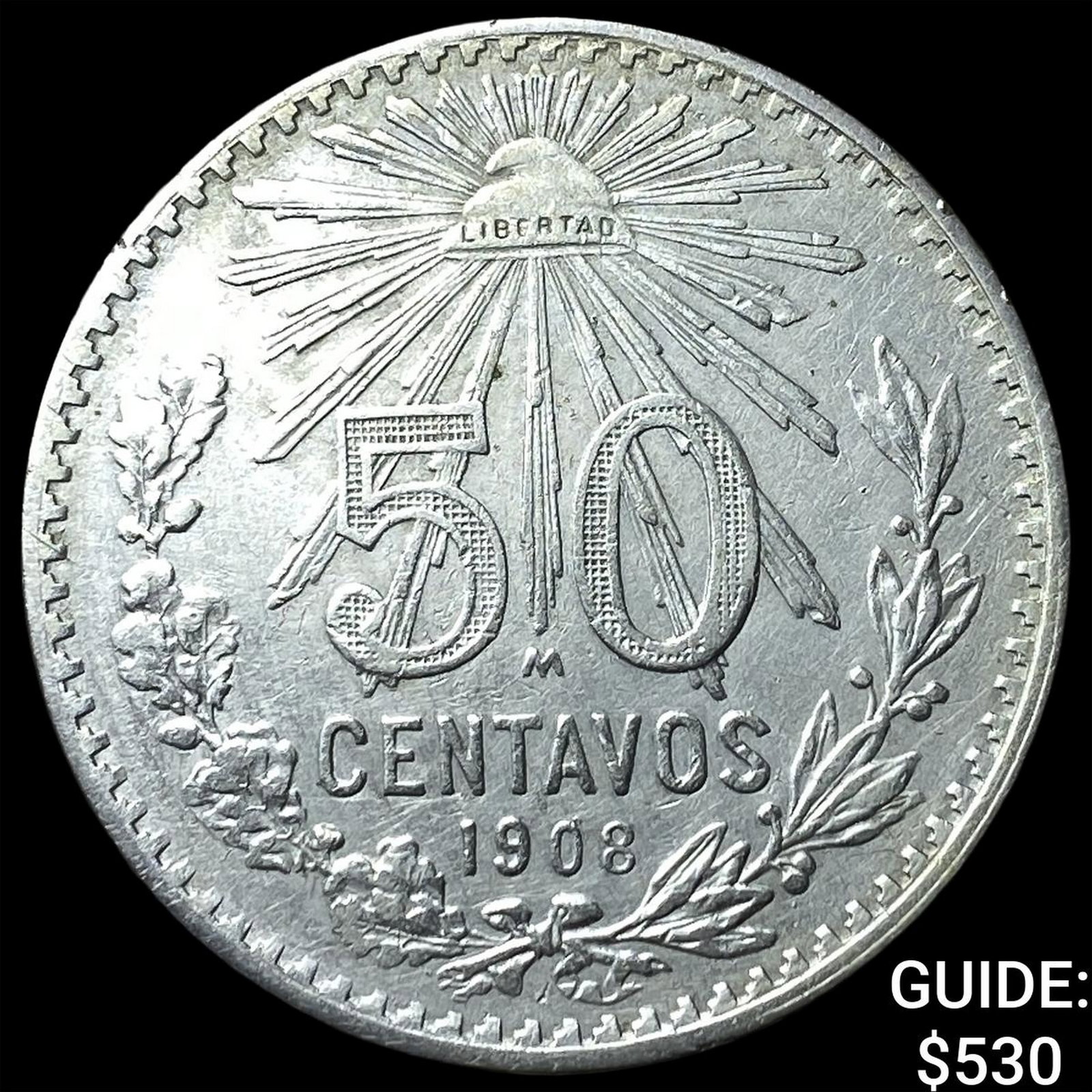 1908 Mexico Silver 50 Centavos: 1908 Mexico Silver 50 Centavos