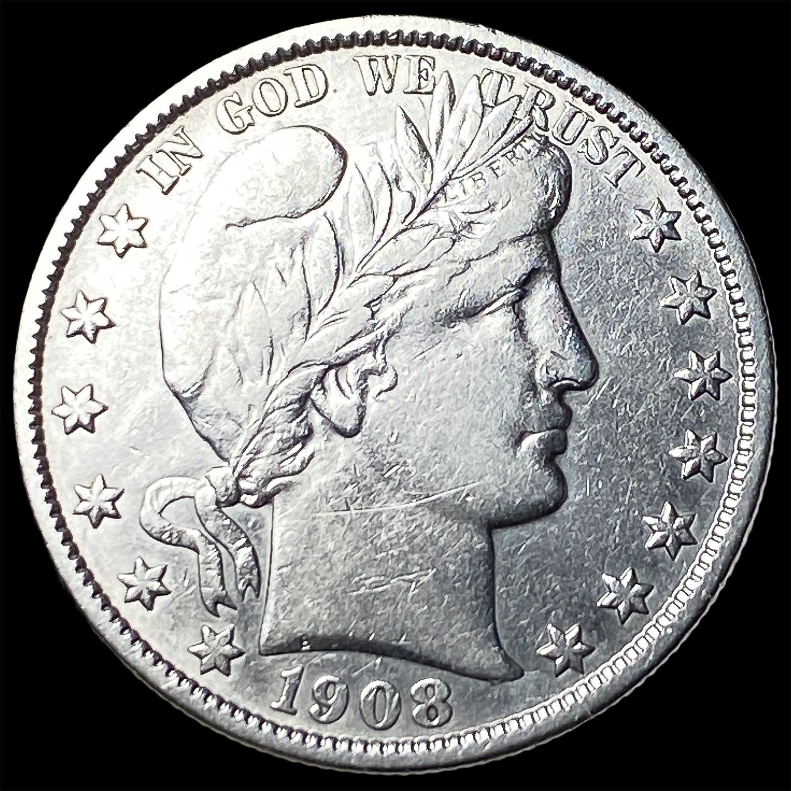 1908-O Silver Barber Half Dollar LIGHTLY CIRCULATED (1 of 2)