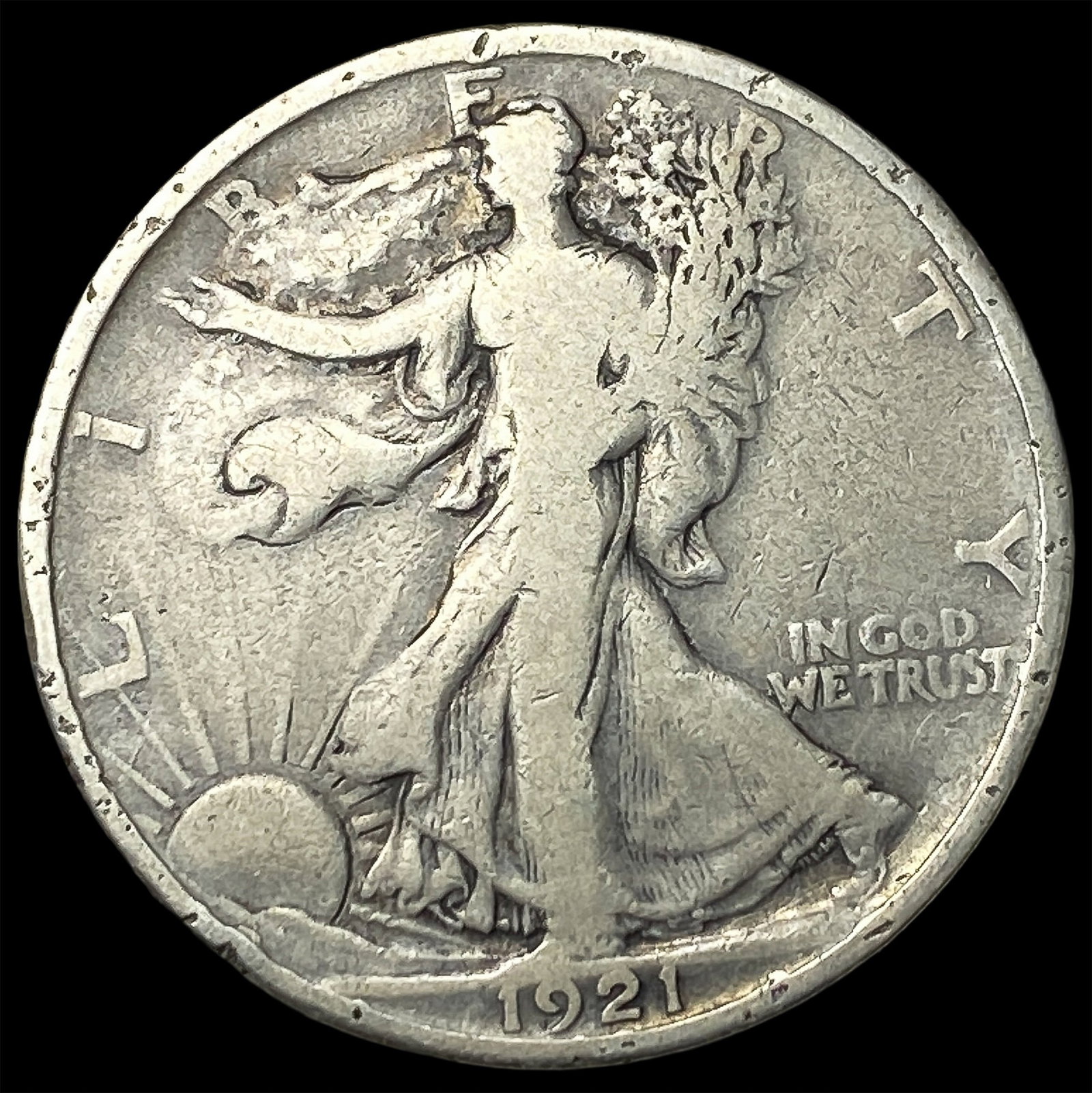 1921 Silver Walking Liberty Half Dollar LIGHTLY CIRCULATED: 1921 Silver Walking Liberty Half Dollar LIGHTLY CIRCULATED