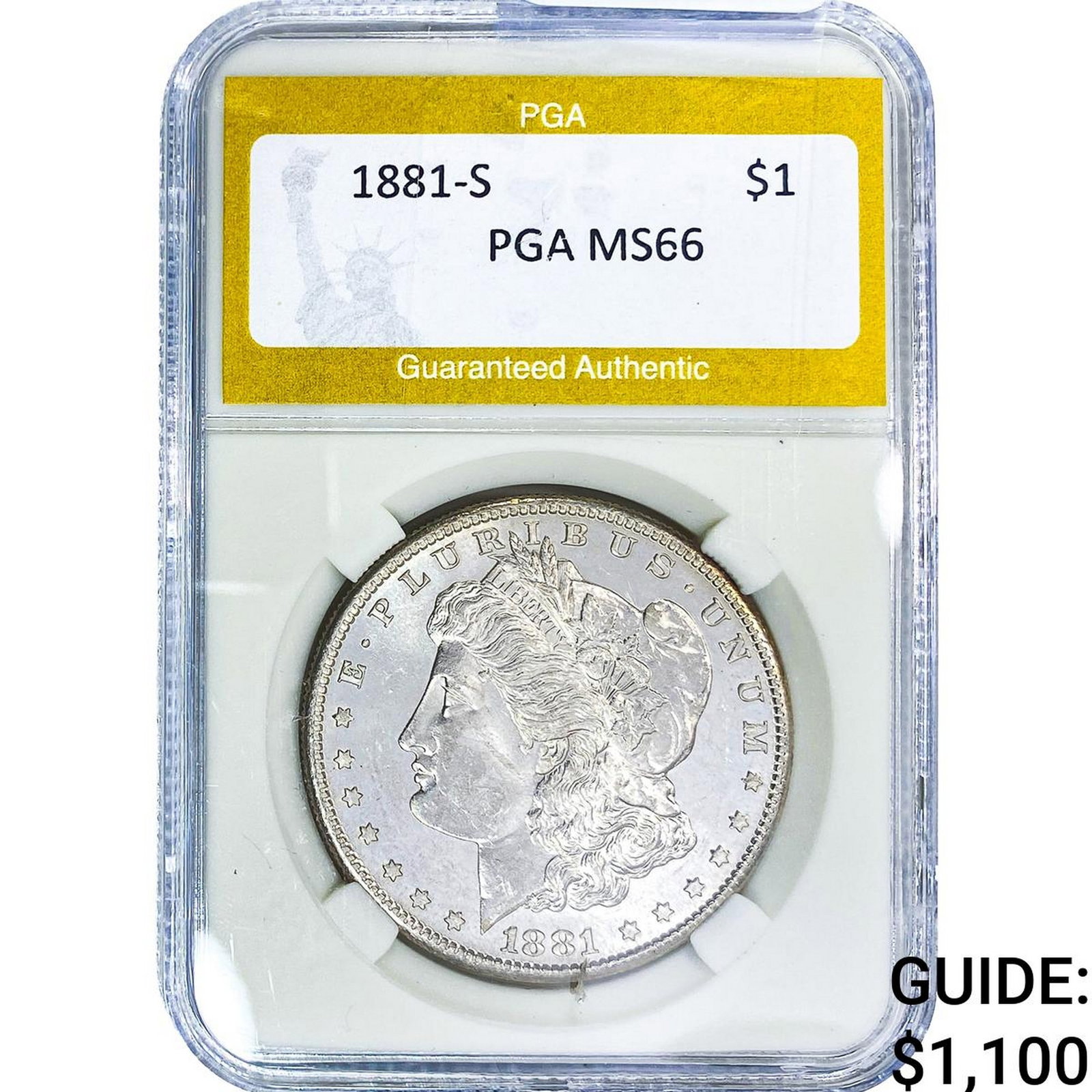 1881-S Morgan Silver Dollar PGA MS66: 1881-S Morgan Silver Dollar PGA MS66
