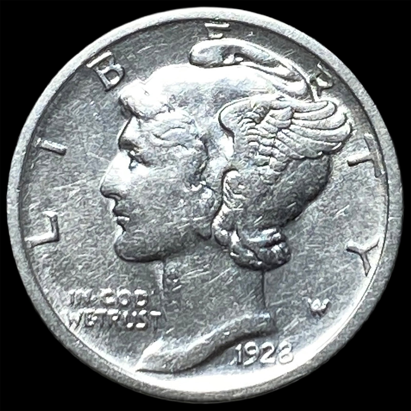 1928-D Silver Mercury Dime CLOSELY UNCIRCULATED: 1928-D Silver Mercury Dime CLOSELY UNCIRCULATED