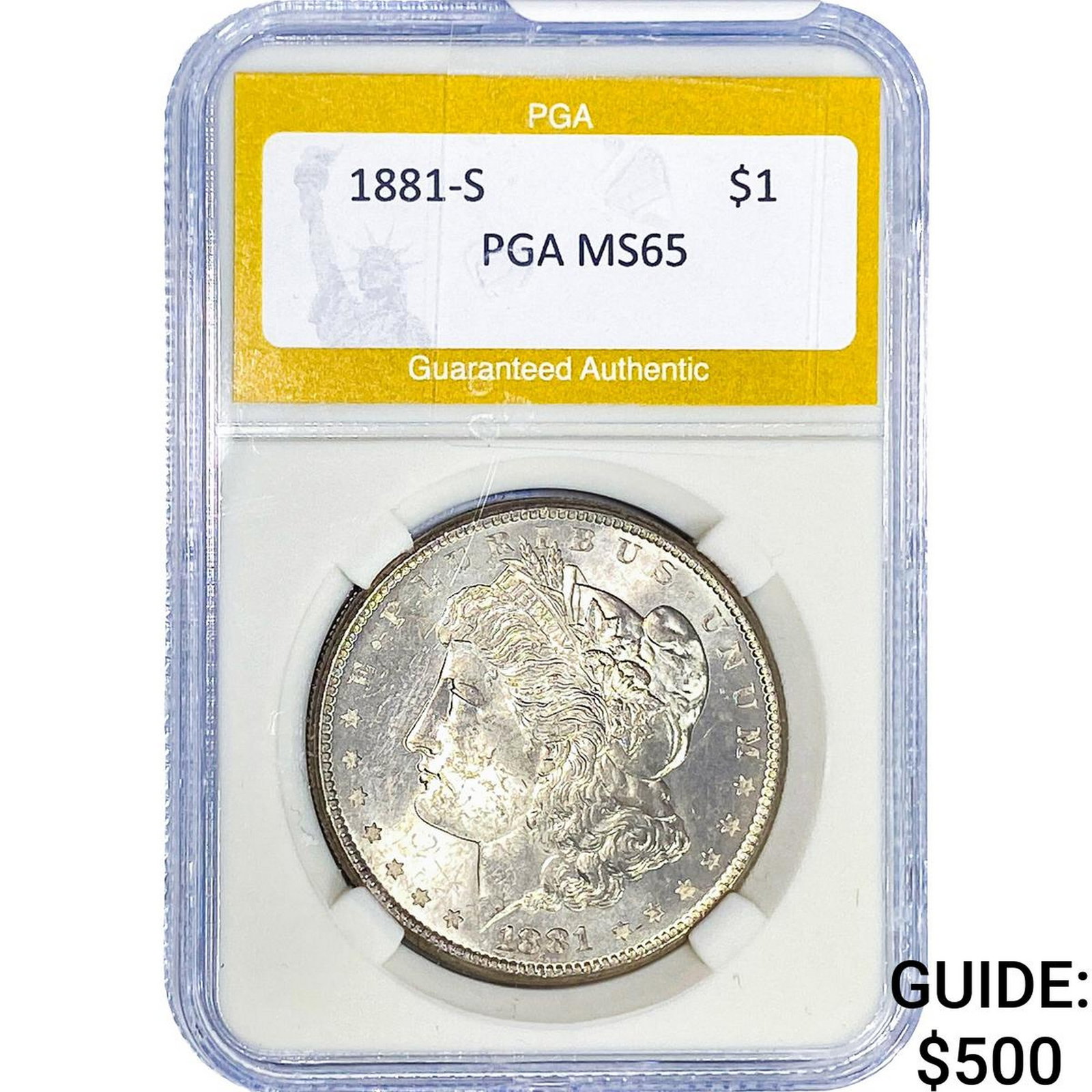 1881-S Morgan Silver Dollar PGA MS65: 1881-S Morgan Silver Dollar PGA MS65