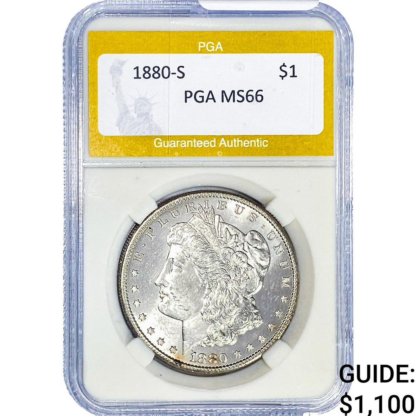 1880-S Morgan Silver Dollar PGA MS66: 1880-S Morgan Silver Dollar PGA MS66