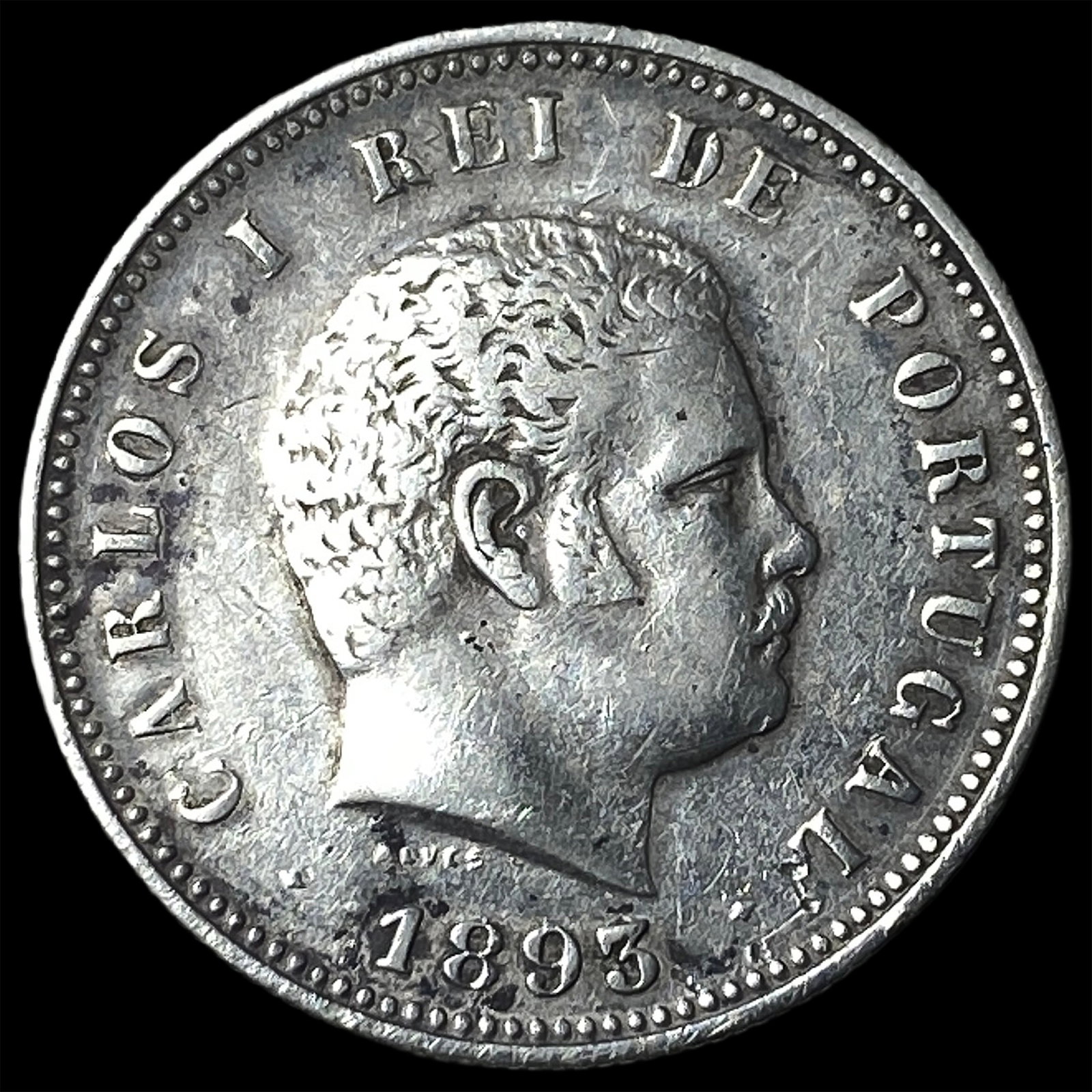 1893 Portugal Silver 200 Reis KM 534: 1893 Portugal Silver 200 Reis KM 534