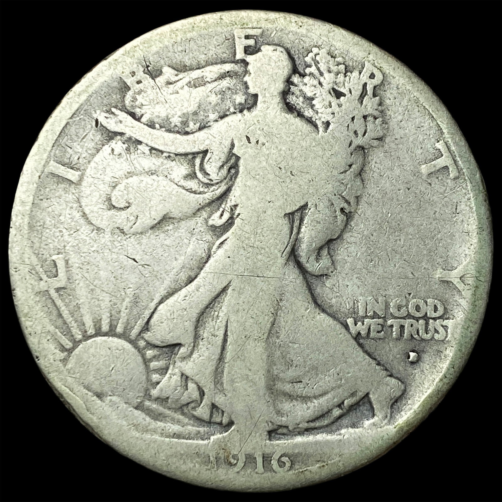 1916-D Walking Liberty Half Dollar NICELY CIRCULATED: 1916-D Walking Liberty Half Dollar NICELY CIRCULATED