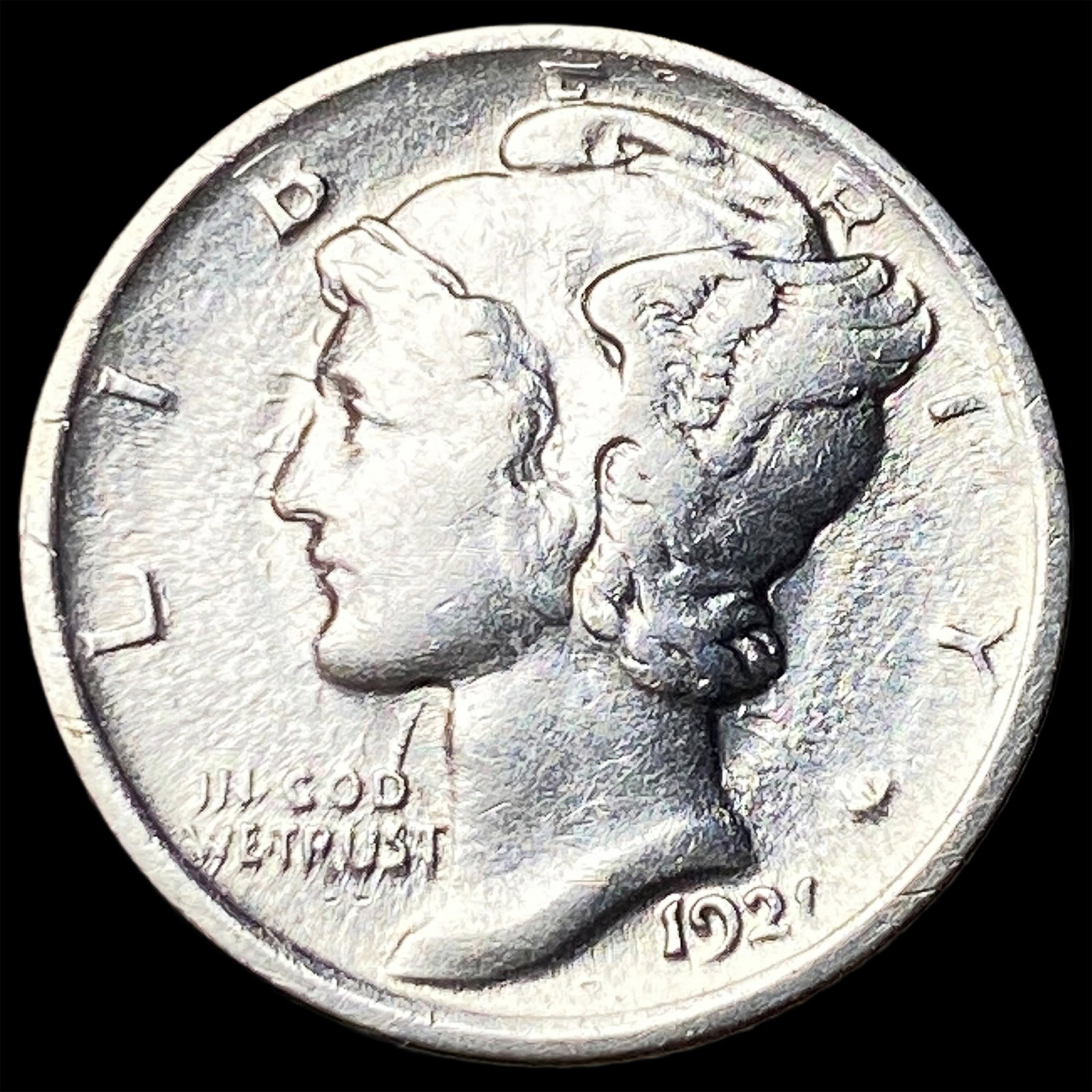 1921 Silver Mercury Dime CLOSELY UNCIRCULATED: 1921 Silver Mercury Dime CLOSELY UNCIRCULATED
