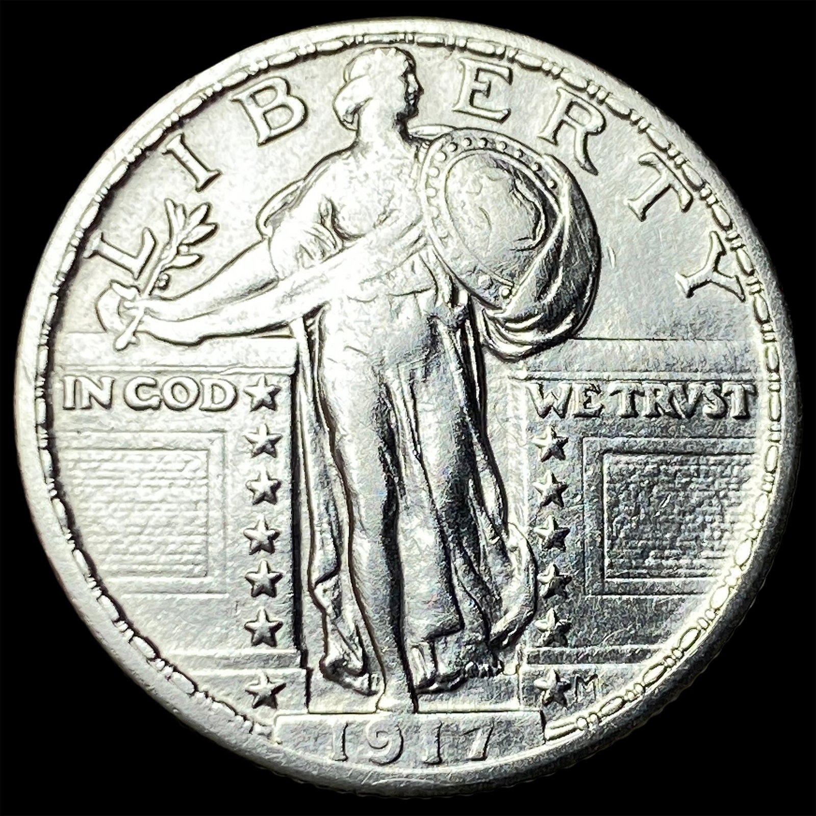 1917 Type 2 Standing Liberty Quarter CLOSELY UNCIRCULATED: 1917 Type 2 Standing Liberty Quarter CLOSELY UNCIRCULATED