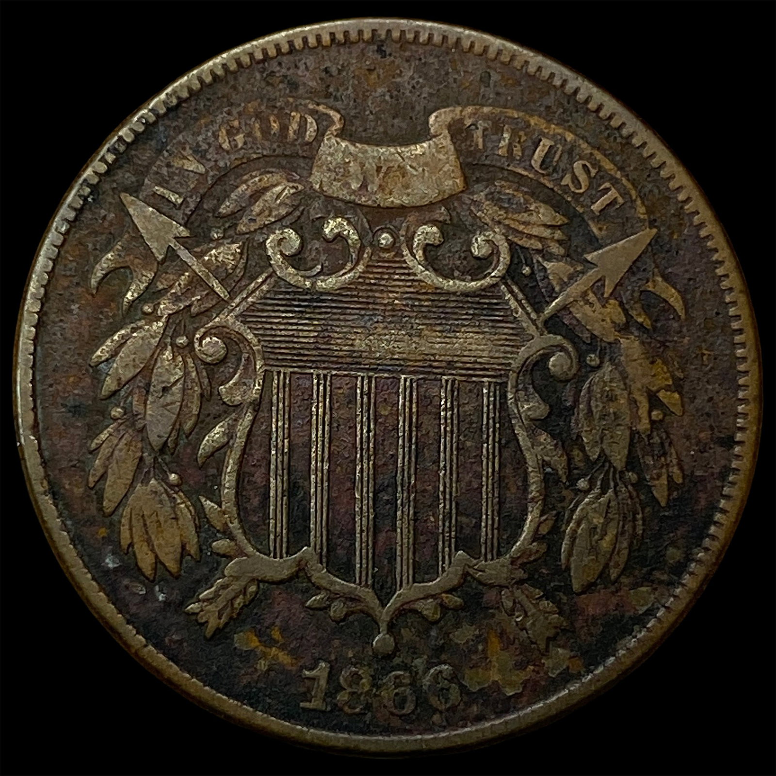 1866 Two-Cent Piece LIGHTLY CIRCULATED (1 of 2)