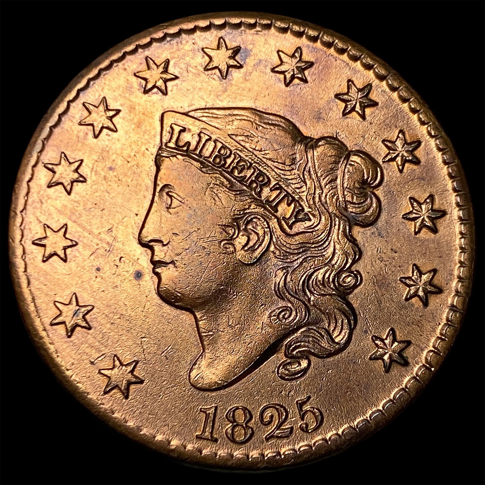 1825 Coronet Head Large Cent HIGH GRADE: 1825 Coronet Head Large Cent HIGH GRADE