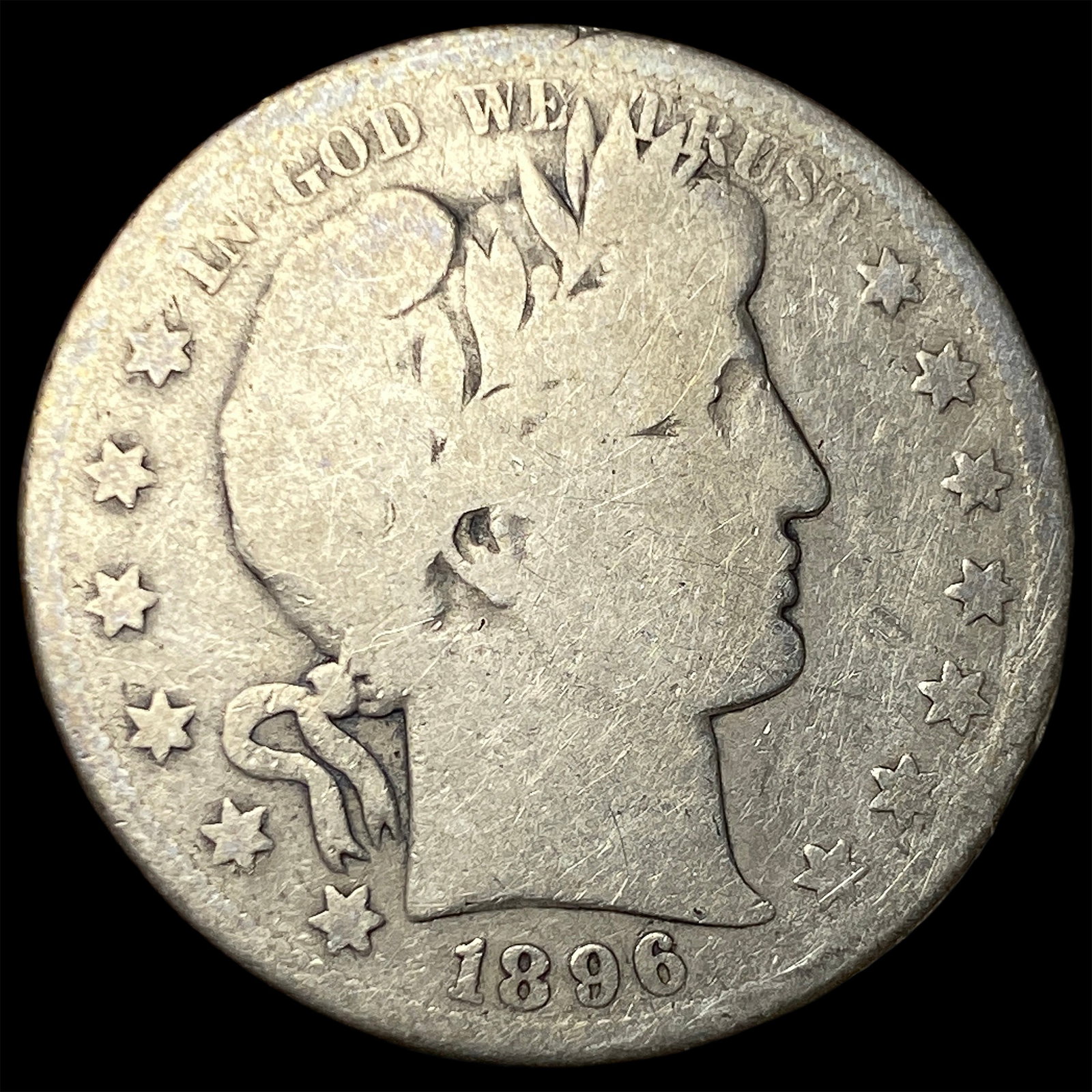 1896-S Silver Barber Half Dollar NICELY CIRCULATED: 1896-S Silver Barber Half Dollar NICELY CIRCULATED