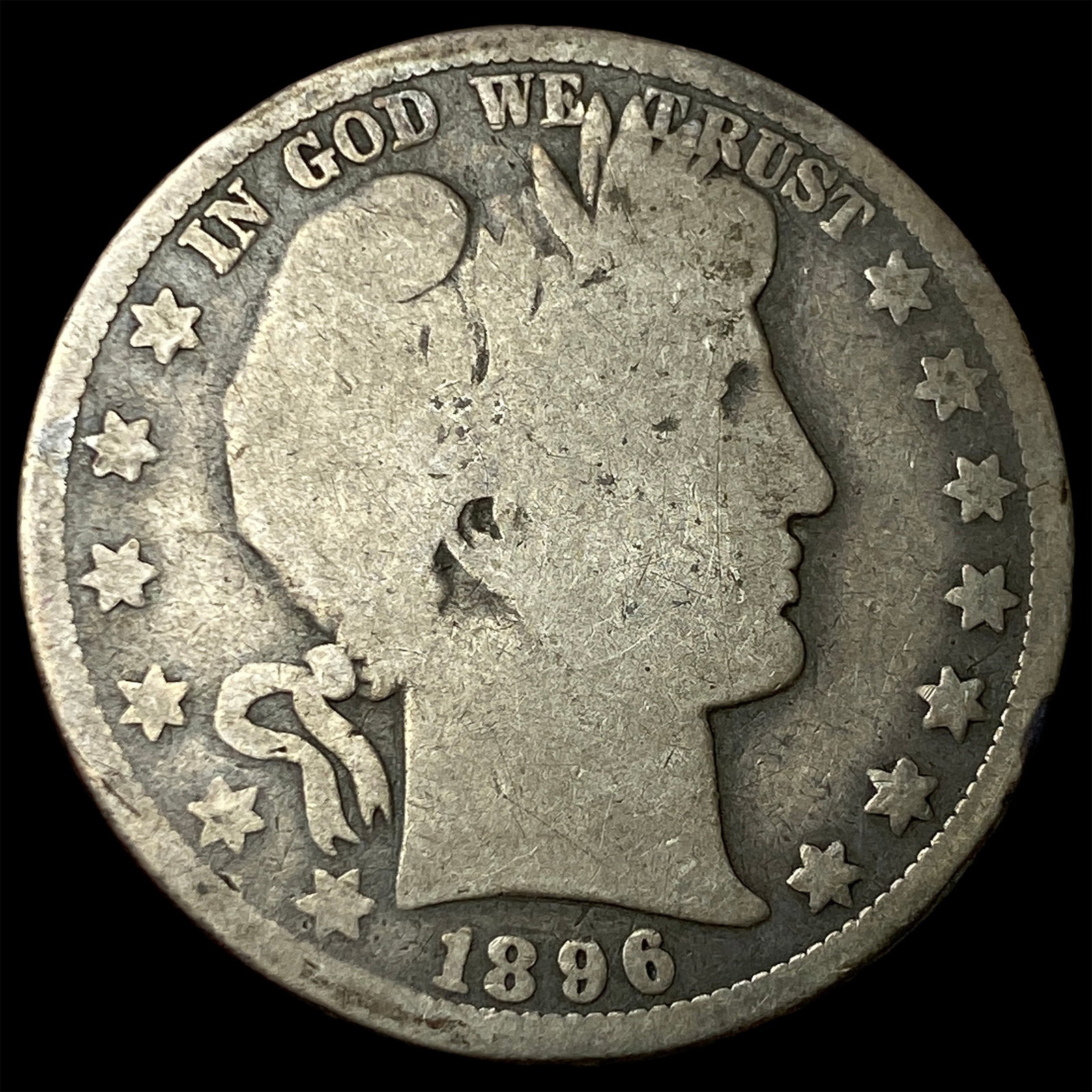 1896-O Silver Barber Half Dollar NICELY CIRCULATED: 1896-O Silver Barber Half Dollar NICELY CIRCULATED