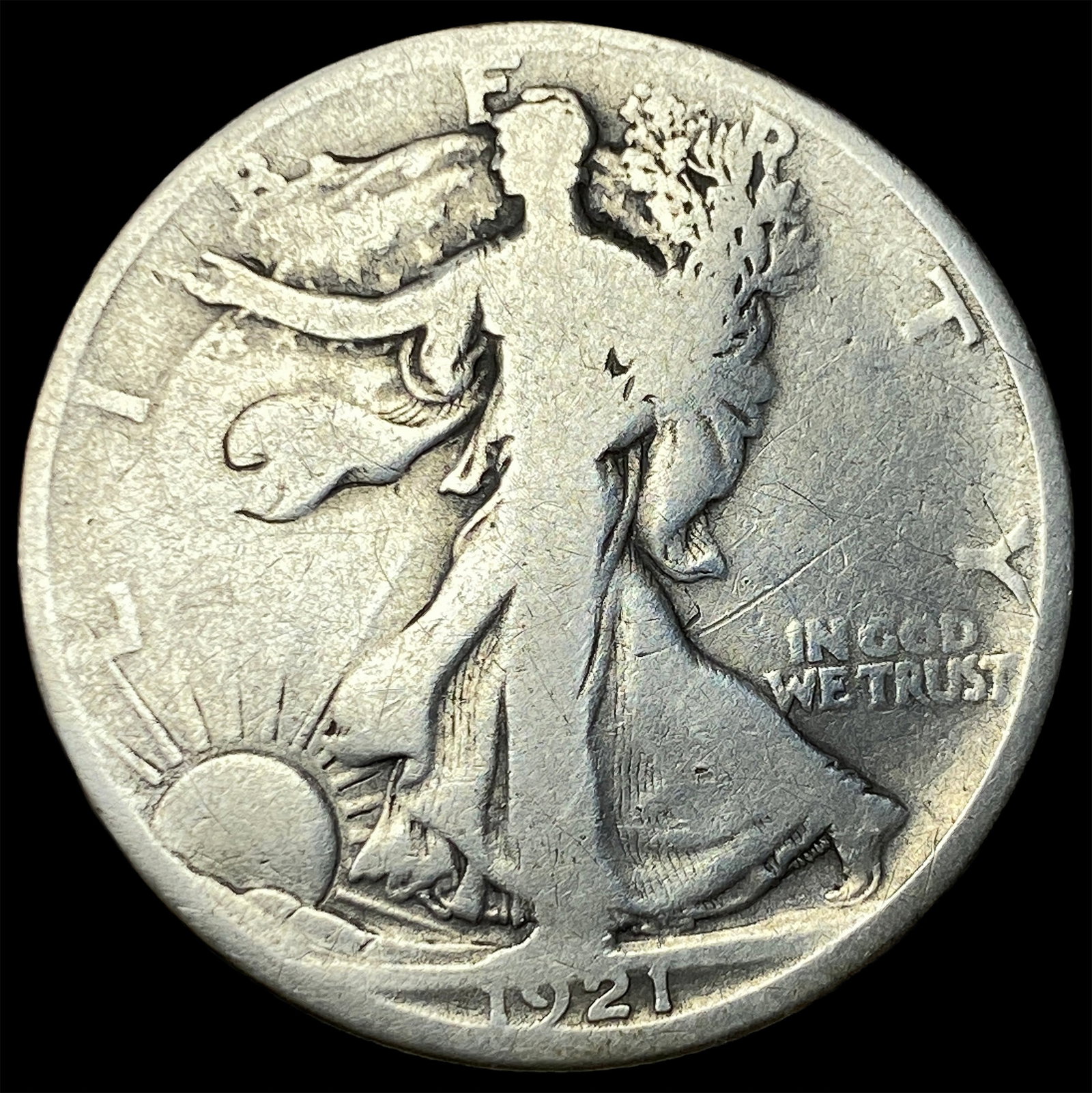 1921-D Silver Walking Liberty Half Dollar NICELY CIRCULATED (1 of 2)