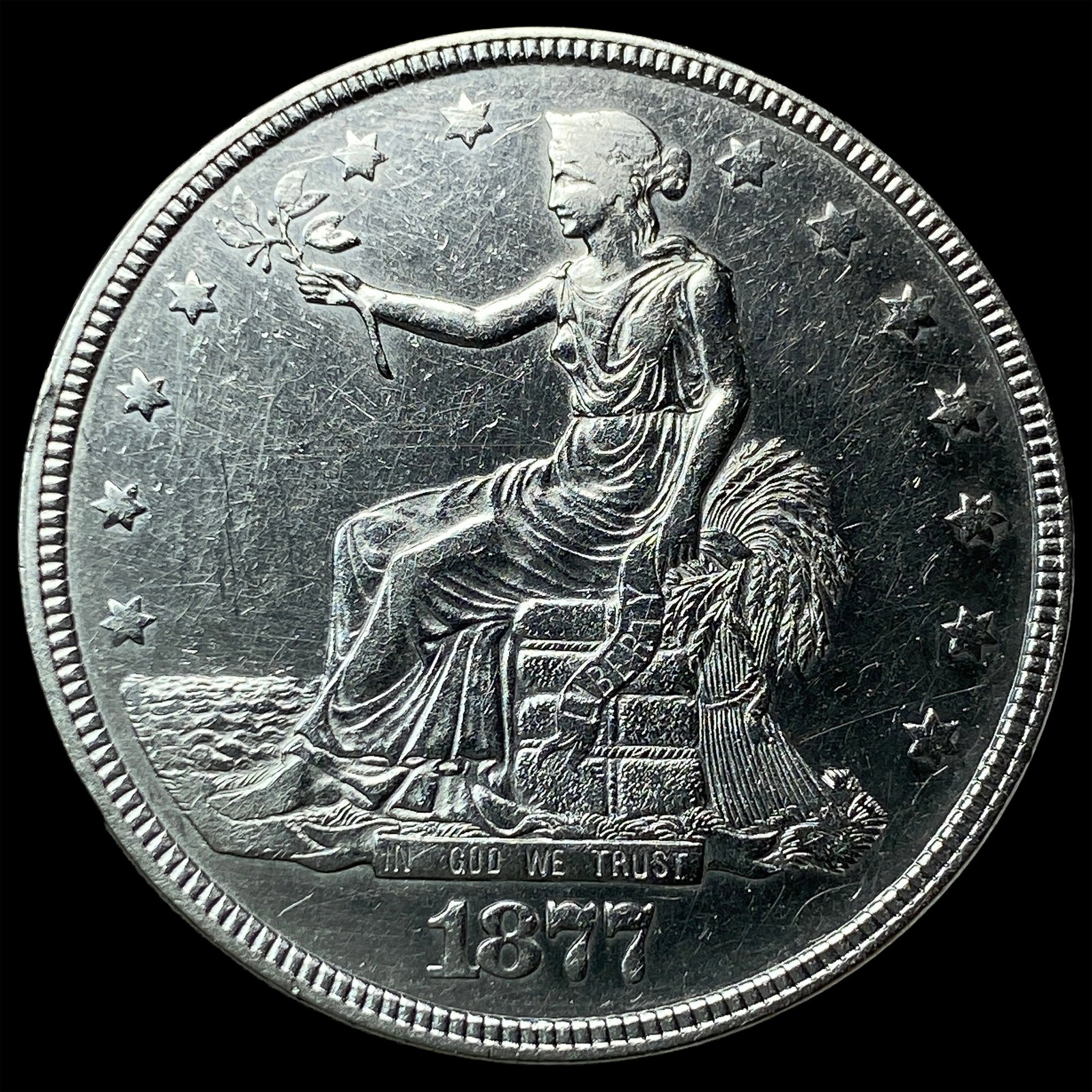 1877 Silver Trade Dollar CLOSELY UNCIRCULATED: 1877 Silver Trade Dollar CLOSELY UNCIRCULATED