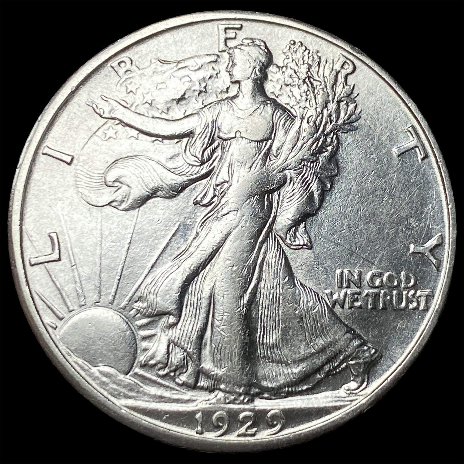 1929-S Silver Walking Liberty Half Dollar CLOSELY UNCIRCULATED: 1929-S Silver Walking Liberty Half Dollar CLOSELY UNCIRCULATED