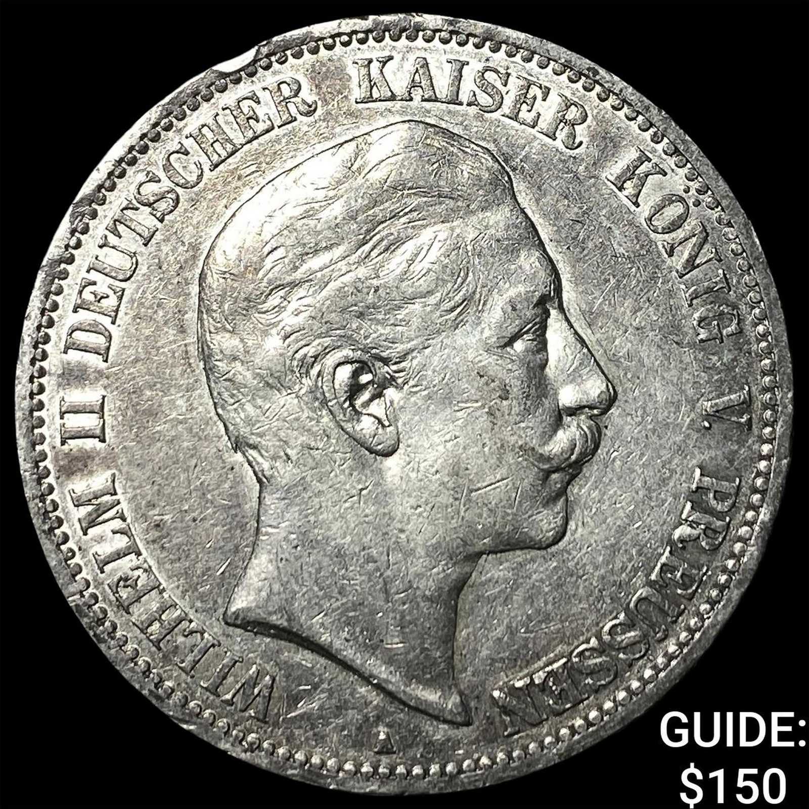 1908A Germany Silver 5 Mark: 1908A Germany Silver 5 Mark