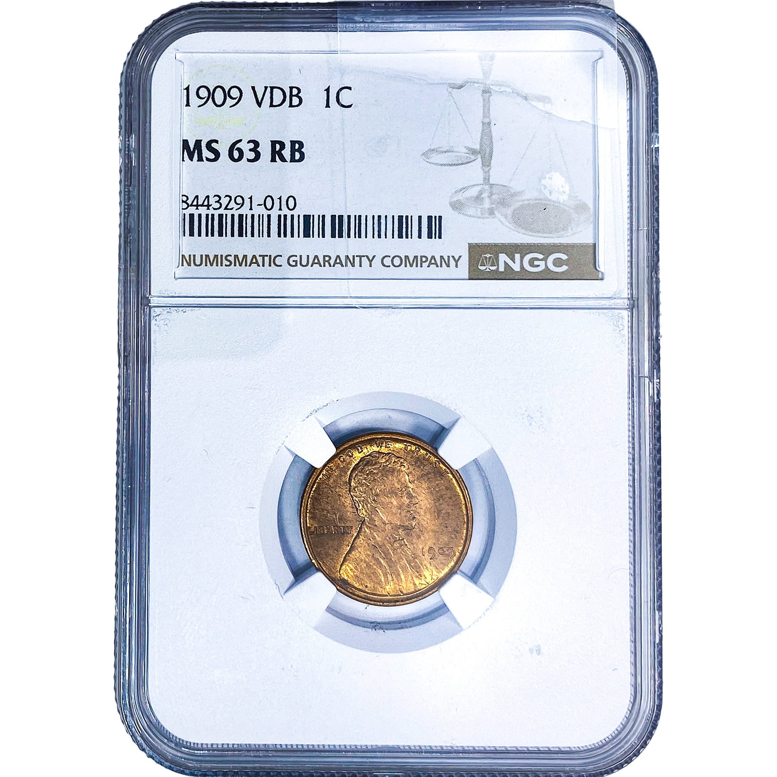 1909 VDB Wheat Cent NGC MS63 RB: 1909 VDB Wheat Cent NGC MS63 RB