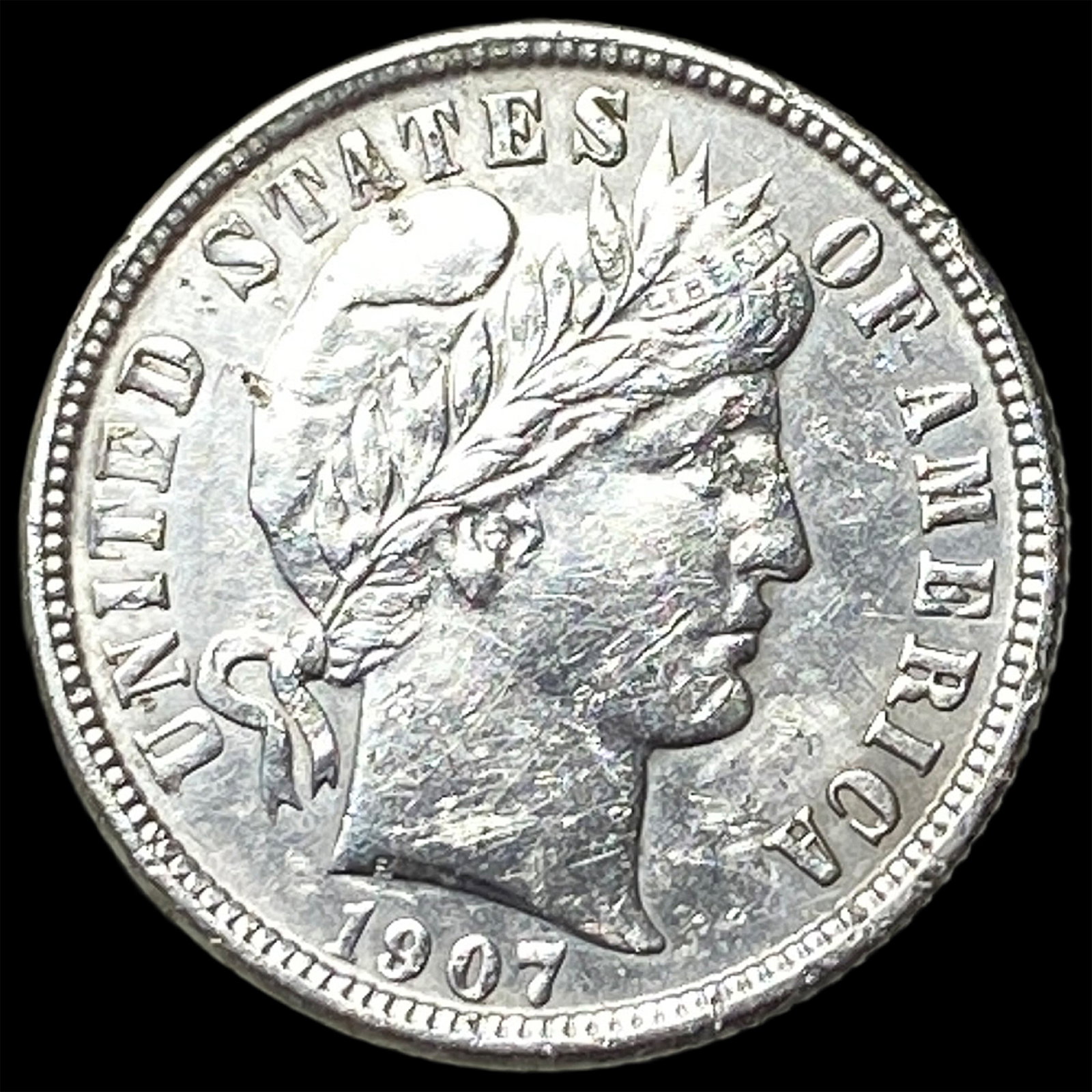 1907-O Silver Barber Dime CLOSELY UNCIRCULATED: 1907-O Silver Barber Dime CLOSELY UNCIRCULATED