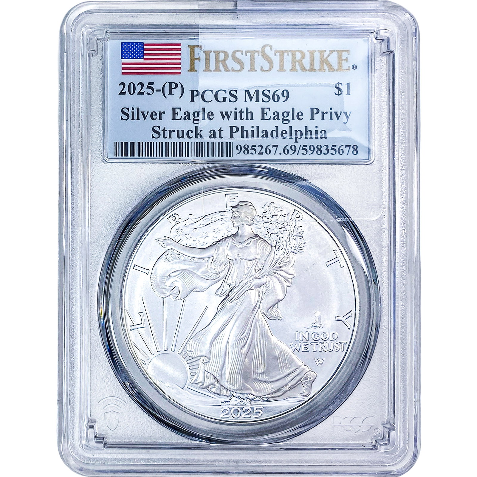 2025 Silver Eagle PCGS MS69: 2025 Silver Eagle PCGS MS69