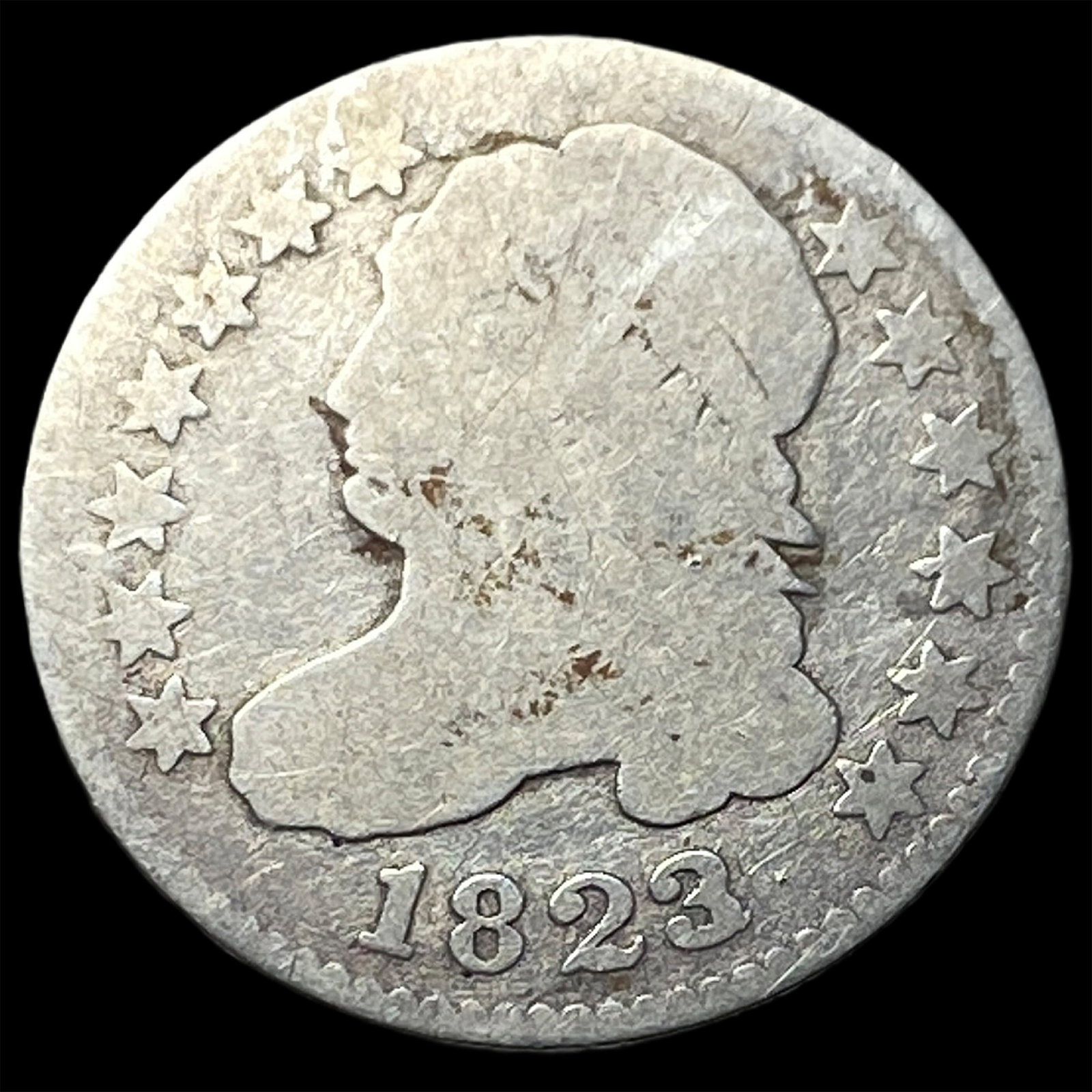 1823 Capped Bust Silver Dime NICELY CIRCULATED: 1823 Capped Bust Silver Dime NICELY CIRCULATED