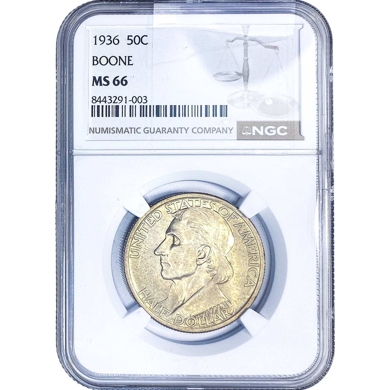 1936 Boone Half Dollar NGC MS66: 1936 Boone Half Dollar NGC MS66