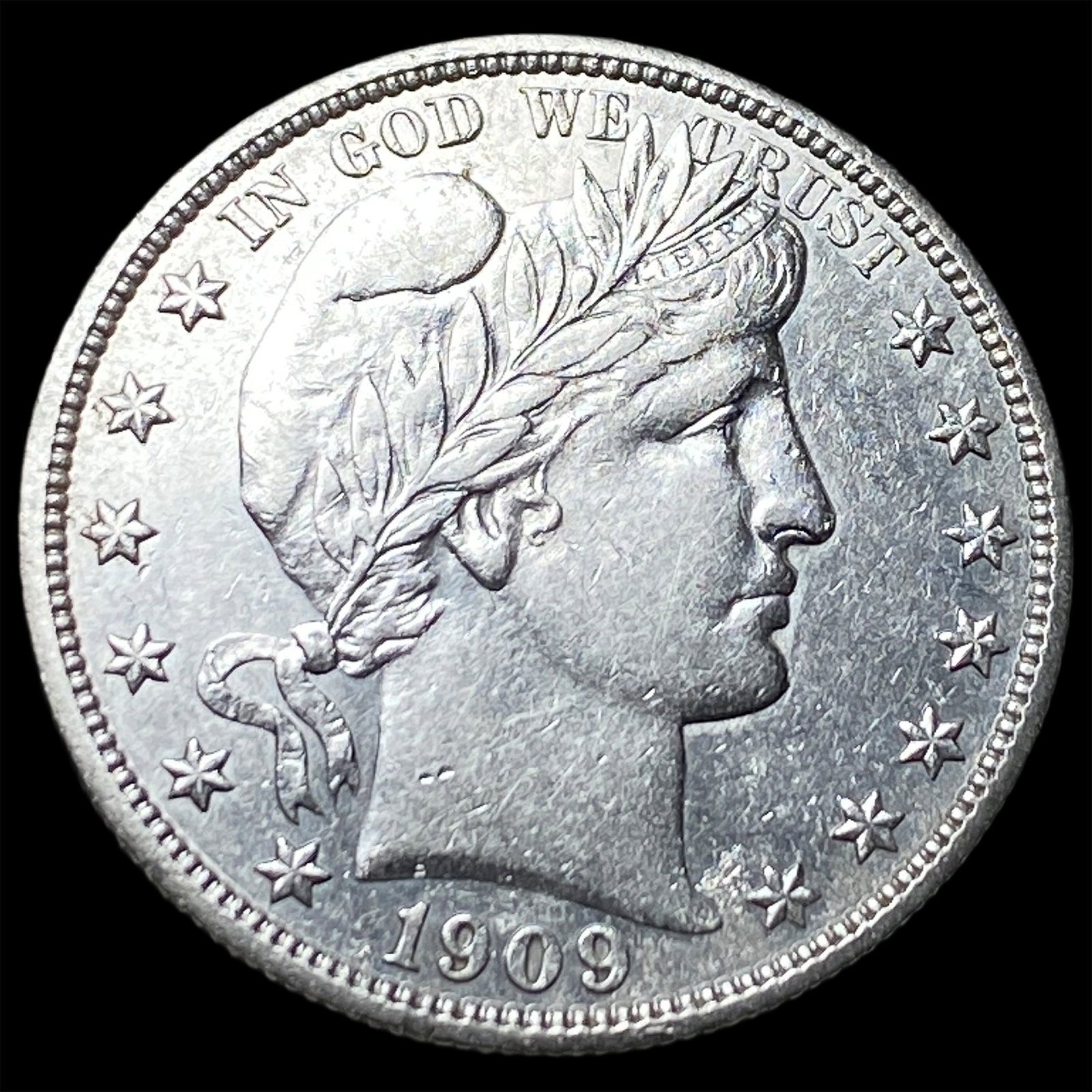 1909 Silver Barber Half Dollar CLOSELY UNCIRCULATED (1 of 2)