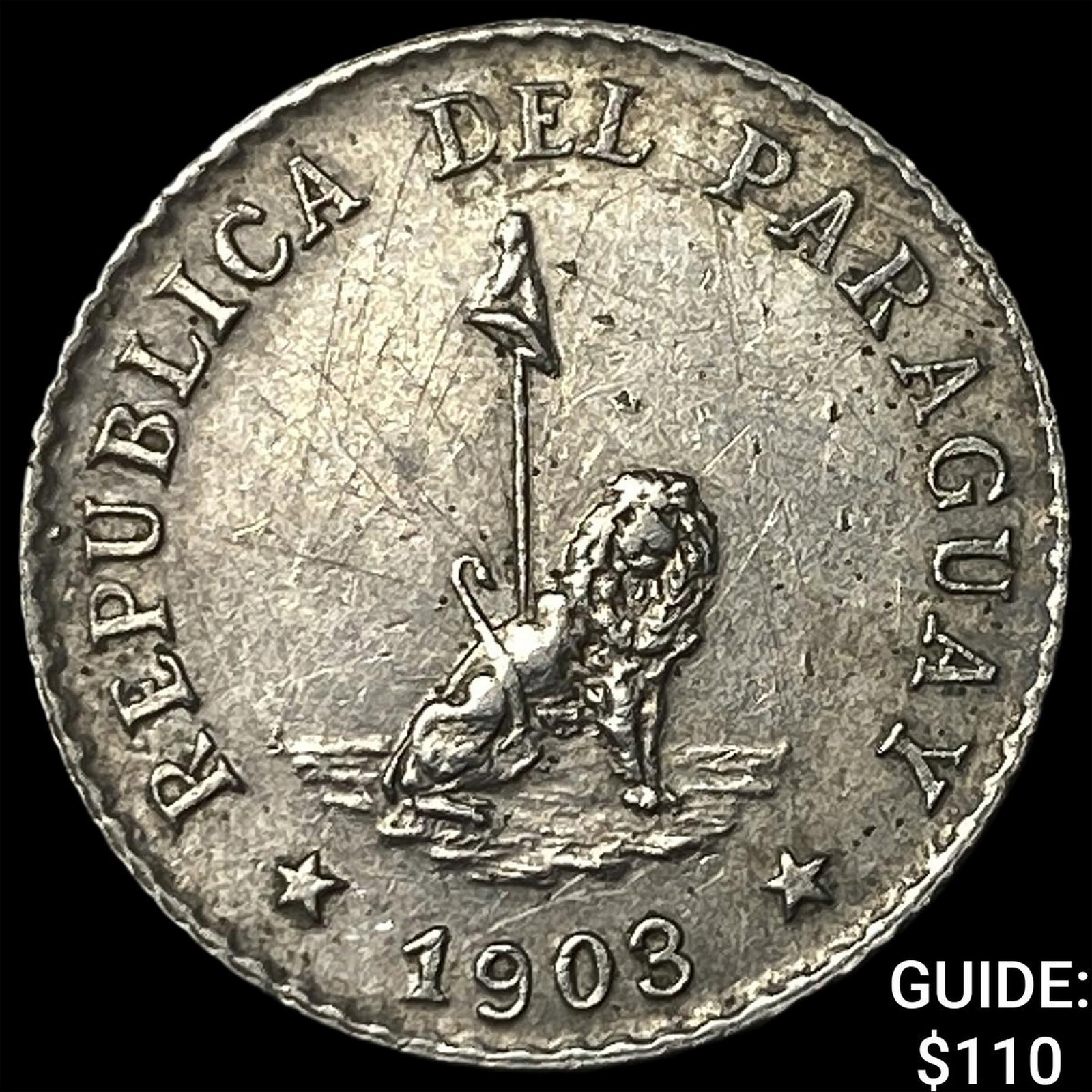 1903 Paraguay Copper Nickel 5 Centavos: 1903 Paraguay Copper Nickel 5 Centavos