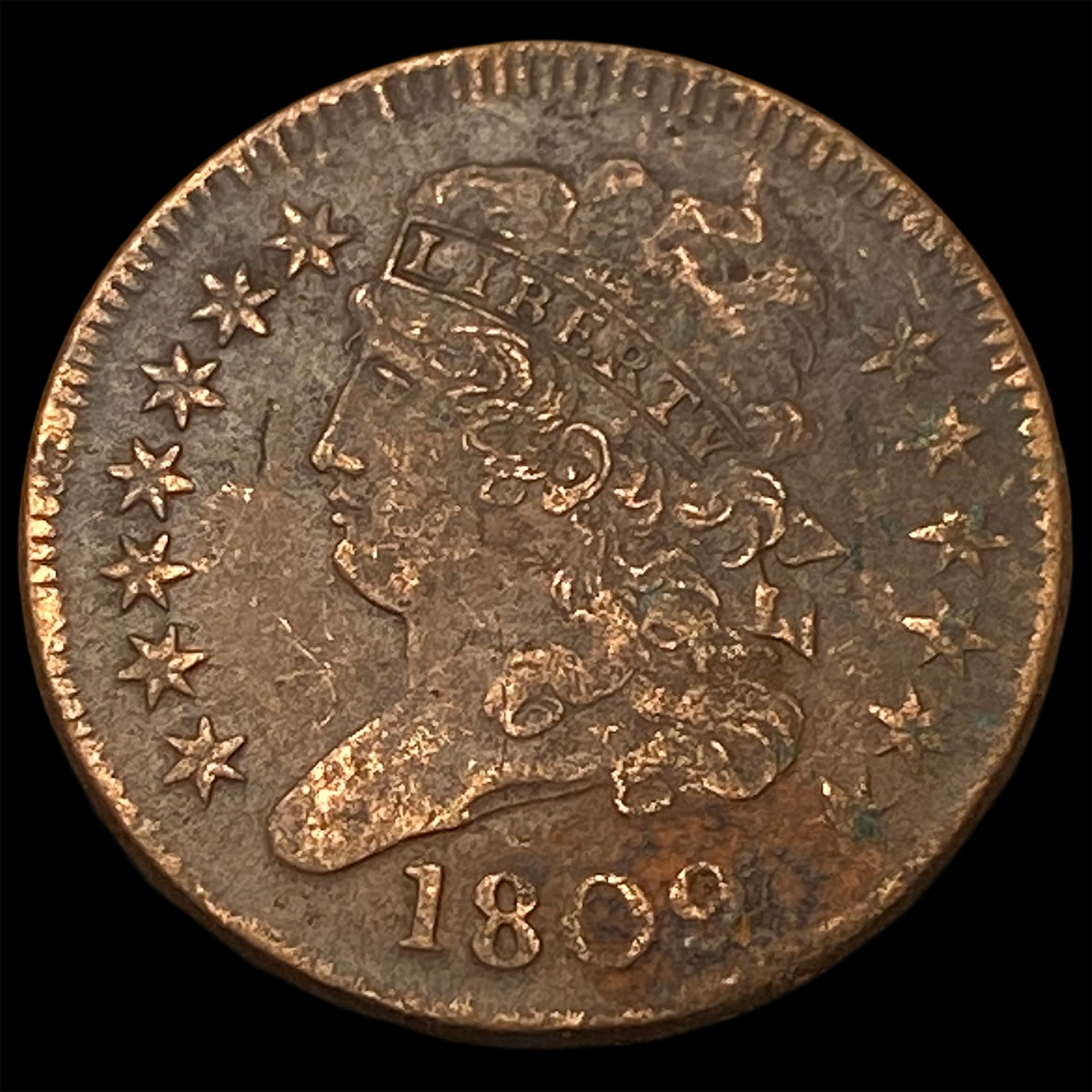 1809 Classic Head Half Cent CLOSELY UNCIRCULATED: 1809 Classic Head Half Cent CLOSELY UNCIRCULATED