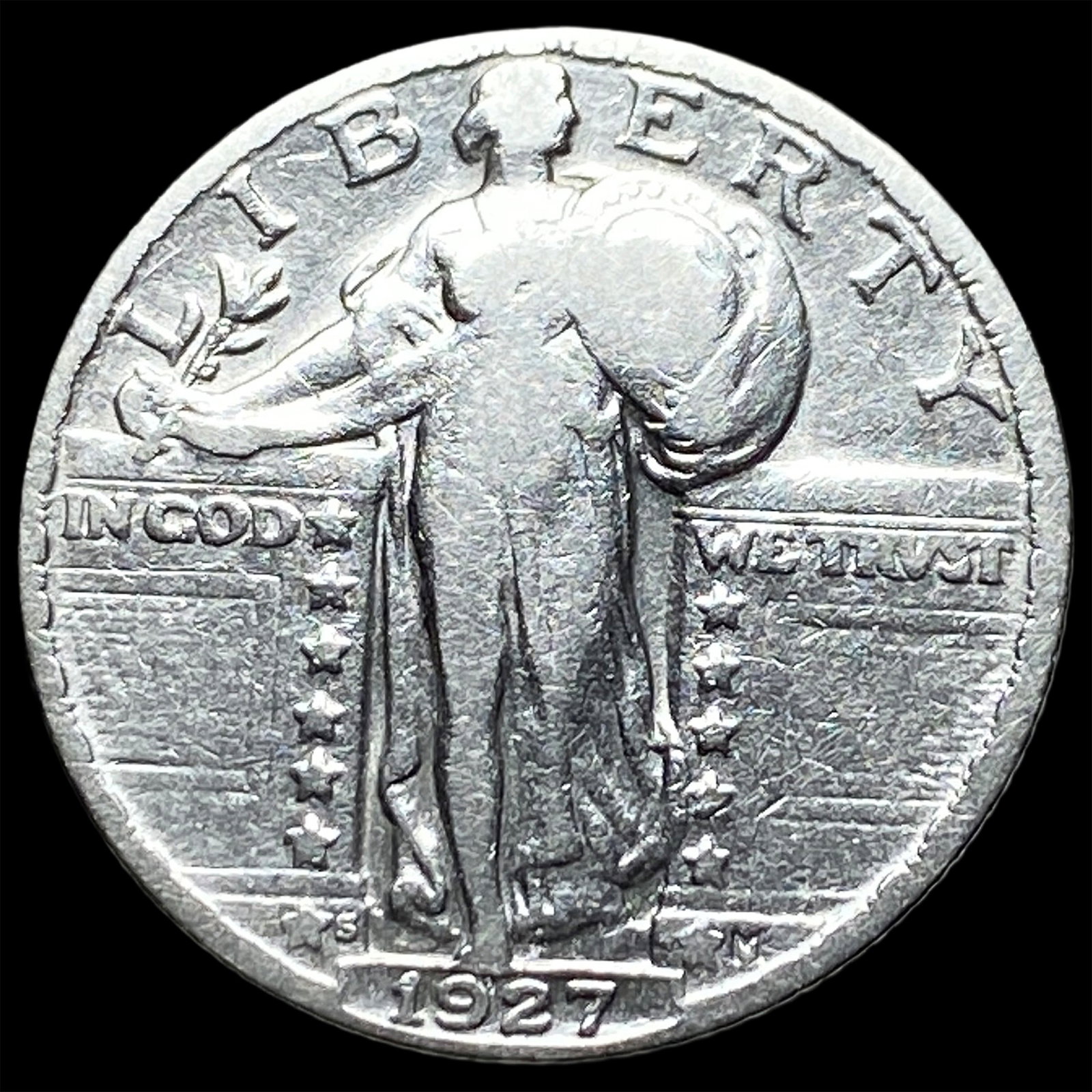 1927-S Silver Standing Liberty Quarter LIGHTLY CIRCULATED: 1927-S Silver Standing Liberty Quarter LIGHTLY CIRCULATED