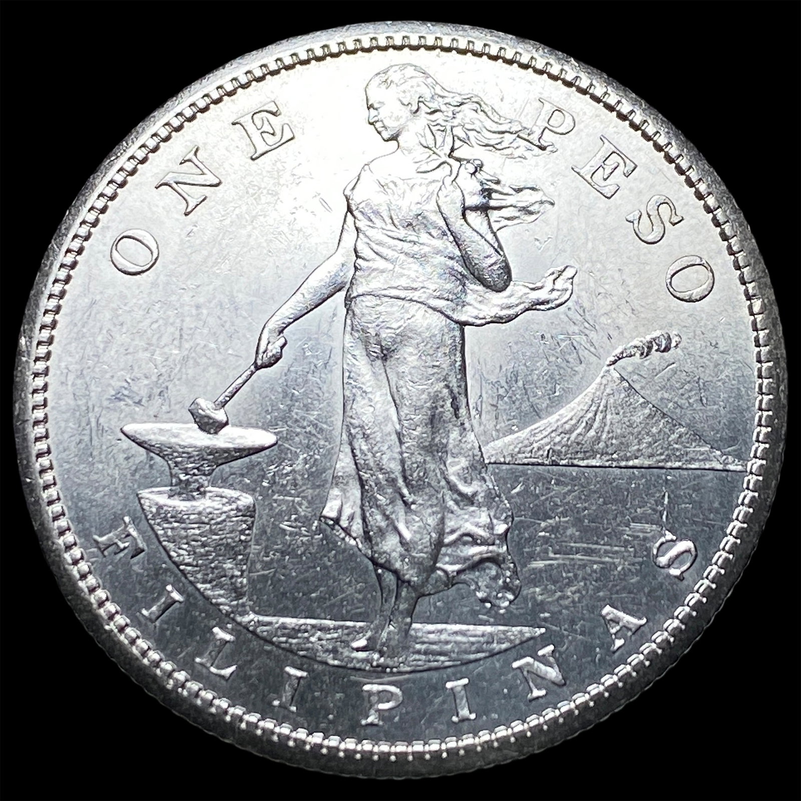1908-S Silver One Peso Philippines UNCIRCULATED: 1908-S Silver One Peso Philippines UNCIRCULATED