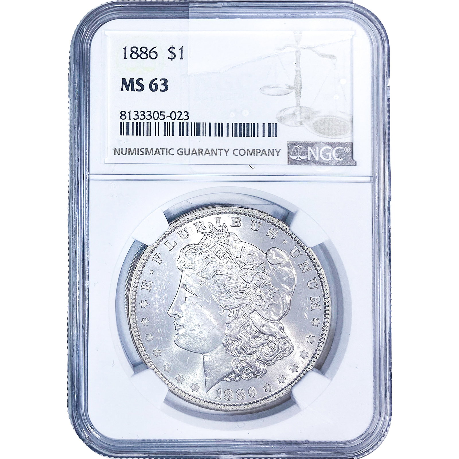 1886 Morgan Silver Dollar NGC MS63: 1886 Morgan Silver Dollar NGC MS63