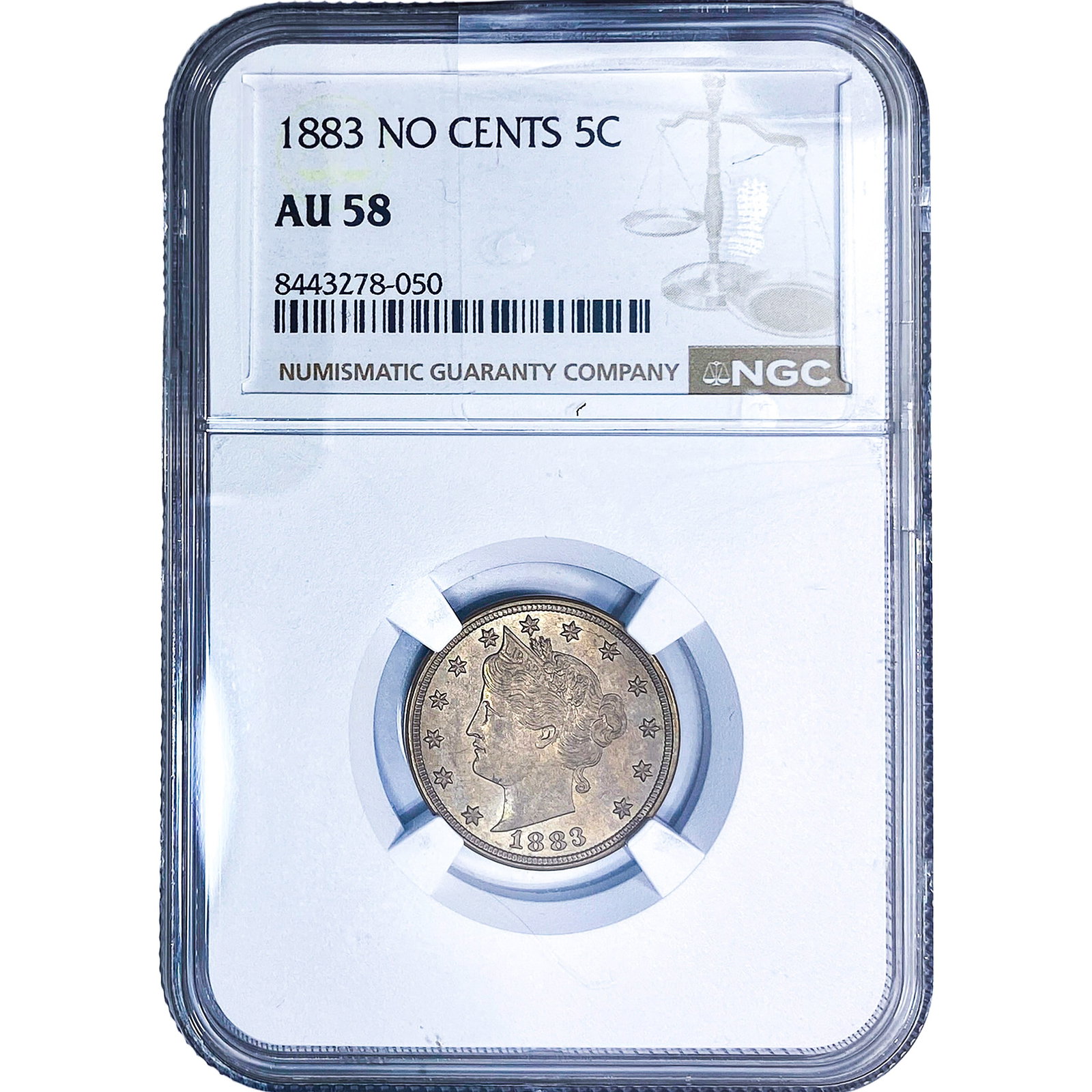 1883 Liberty Victory Nickel NGC AU58 No Cents: 1883 Liberty Victory Nickel NGC AU58 No Cents