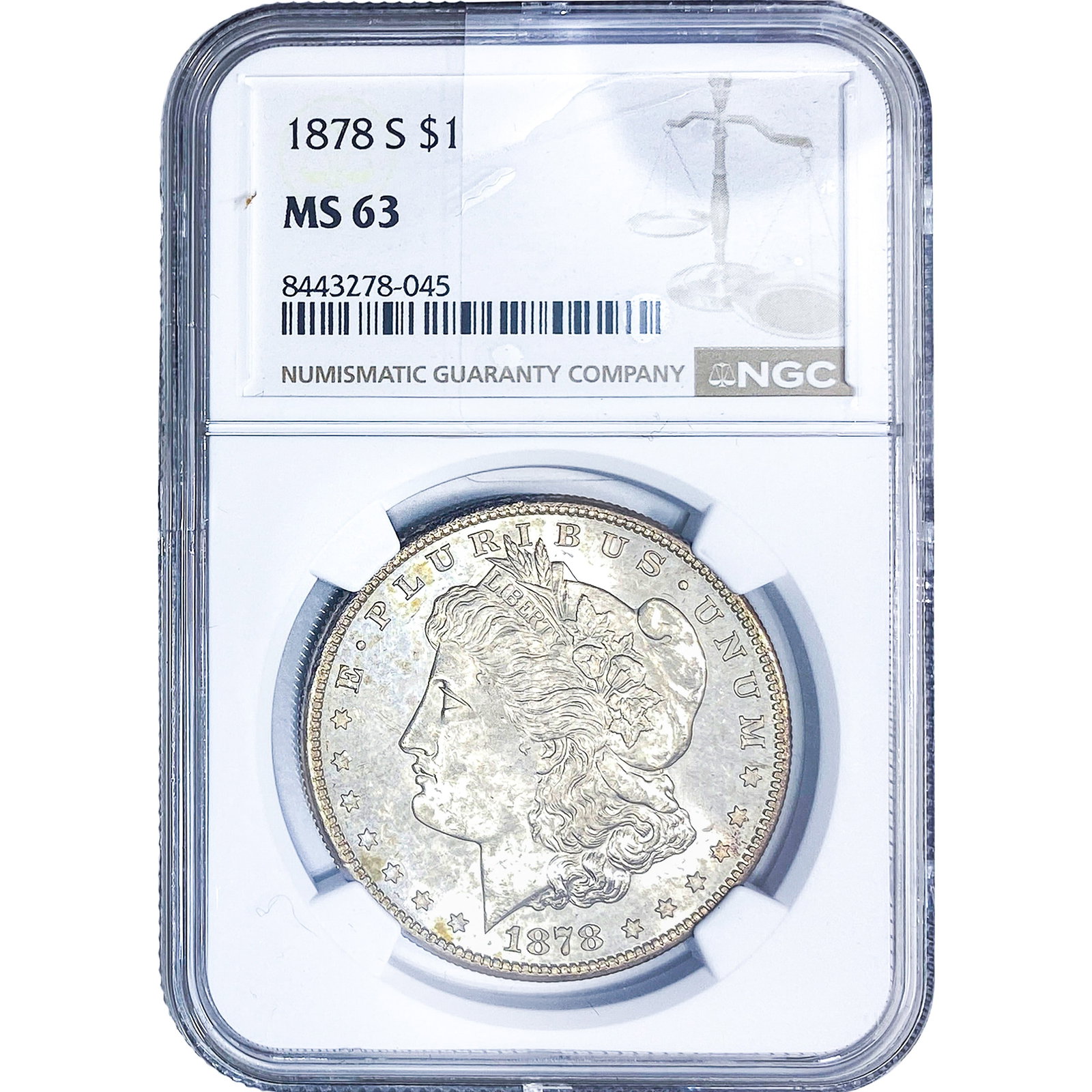 1878-S Morgan Silver Dollar NGC MS63: 1878-S Morgan Silver Dollar NGC MS63
