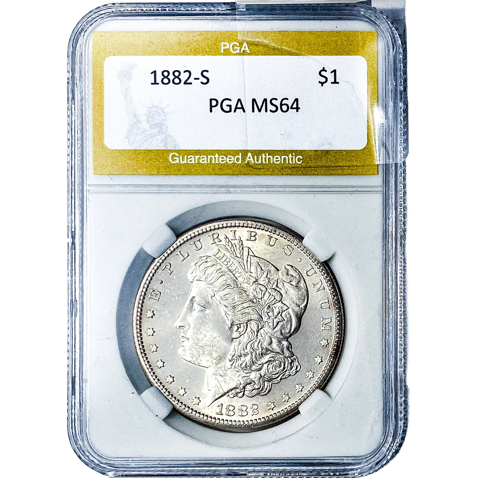 1882-S Morgan Silver Dollar PGA MS64: 1882-S Morgan Silver Dollar PGA MS64