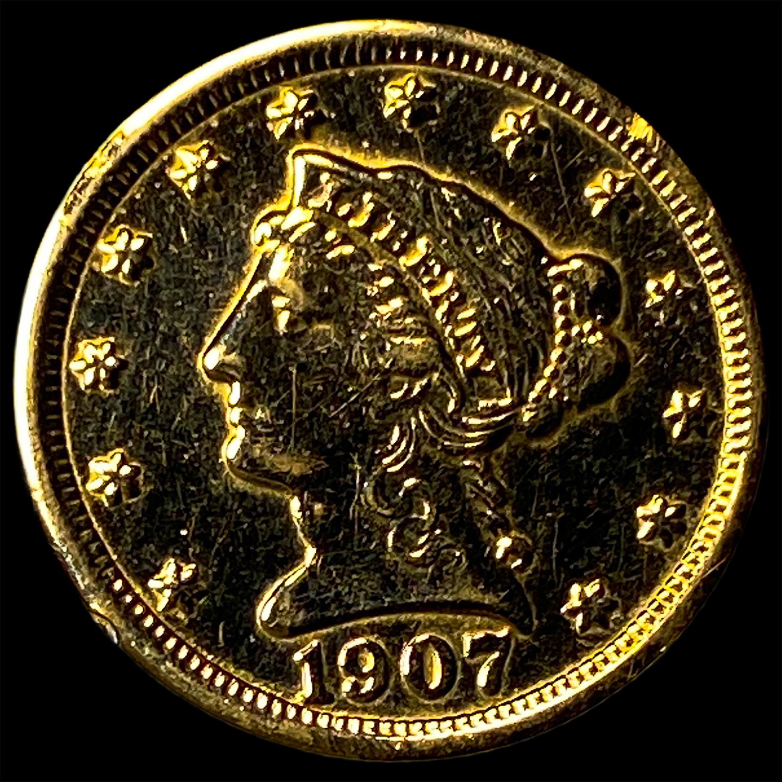 1907 Liberty Head Gold Quarter Eagle $2.50 UNCIRCULATED: 1907 Liberty Head Gold Quarter Eagle $2.50 UNCIRCULATED