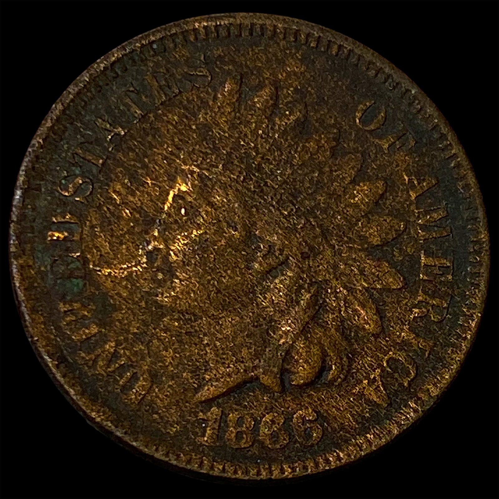 1866 Indian Head Cent NEARLY UNCIRCULATED: 1866 Indian Head Cent NEARLY UNCIRCULATED
