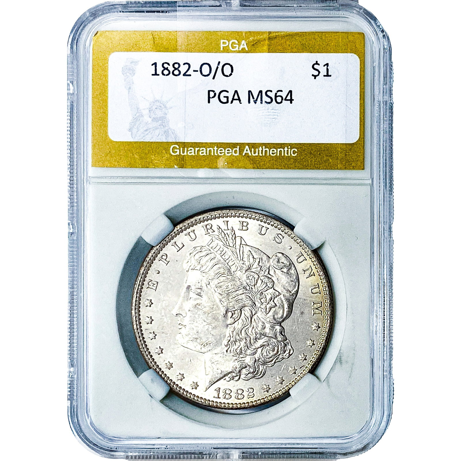 1882-O/O Morgan Silver Dollar PGA MS64: 1882-O/O Morgan Silver Dollar PGA MS64