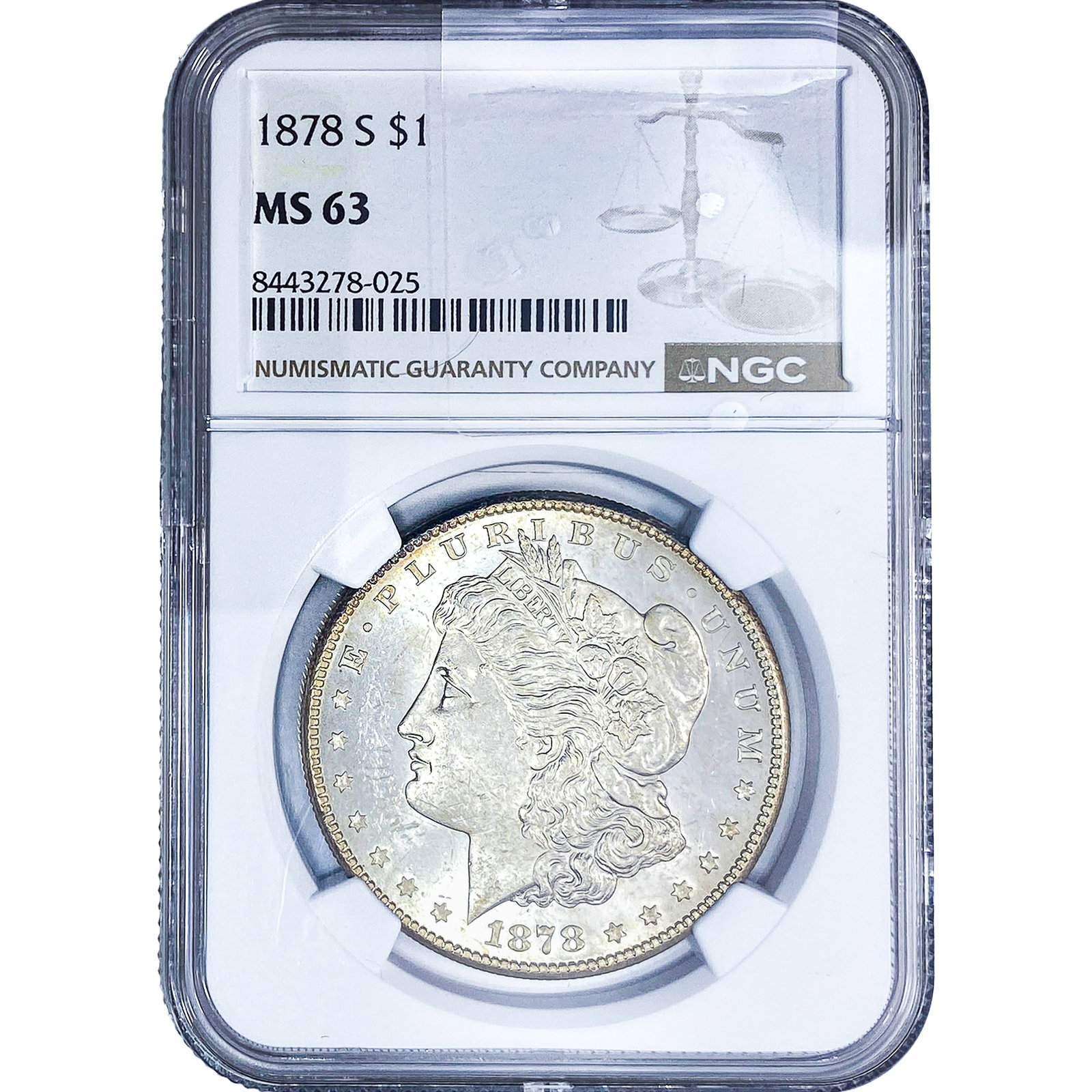 1878-S Morgan Silver Dollar NGC MS63: 1878-S Morgan Silver Dollar NGC MS63