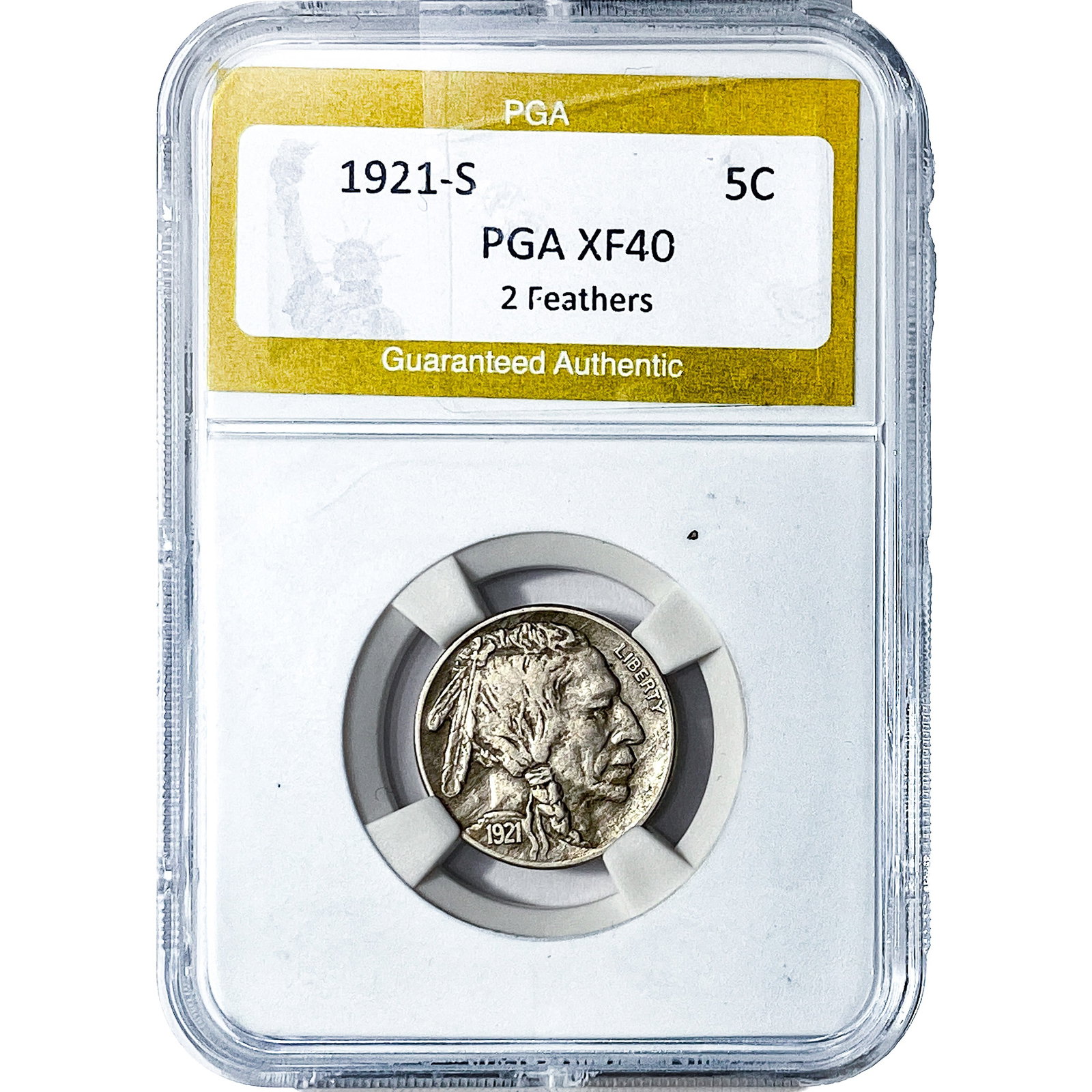 1921-S Buffalo Nickel PGA XF40 2 Feathers: 1921-S Buffalo Nickel PGA XF40 2 Feathers