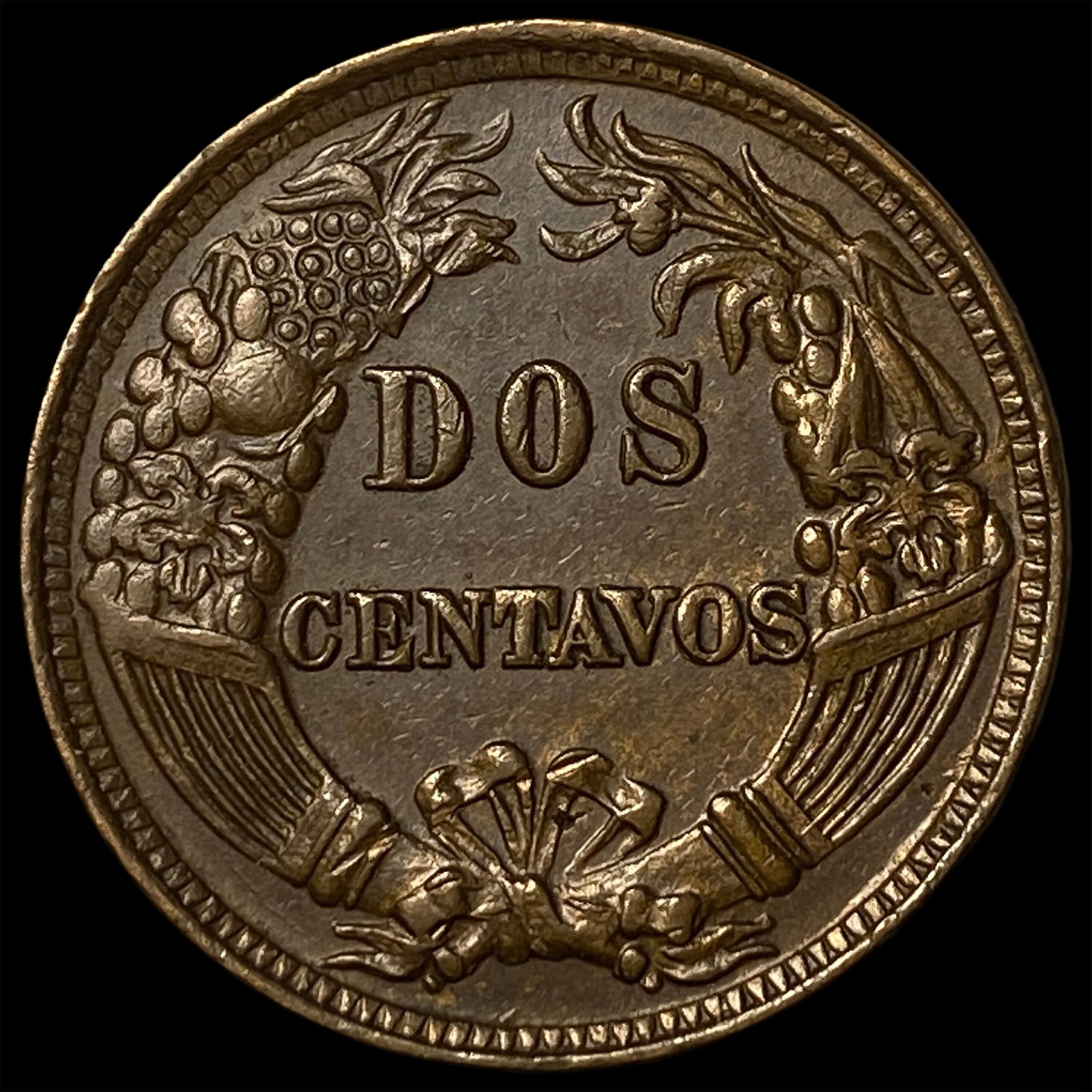 1876 PeruBronze 2 Centavos - 2