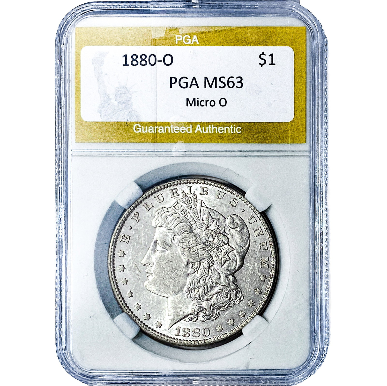 1880-O Morgan Silver Dollar PGA MS63 Micro O: 1880-O Morgan Silver Dollar PGA MS63 Micro O