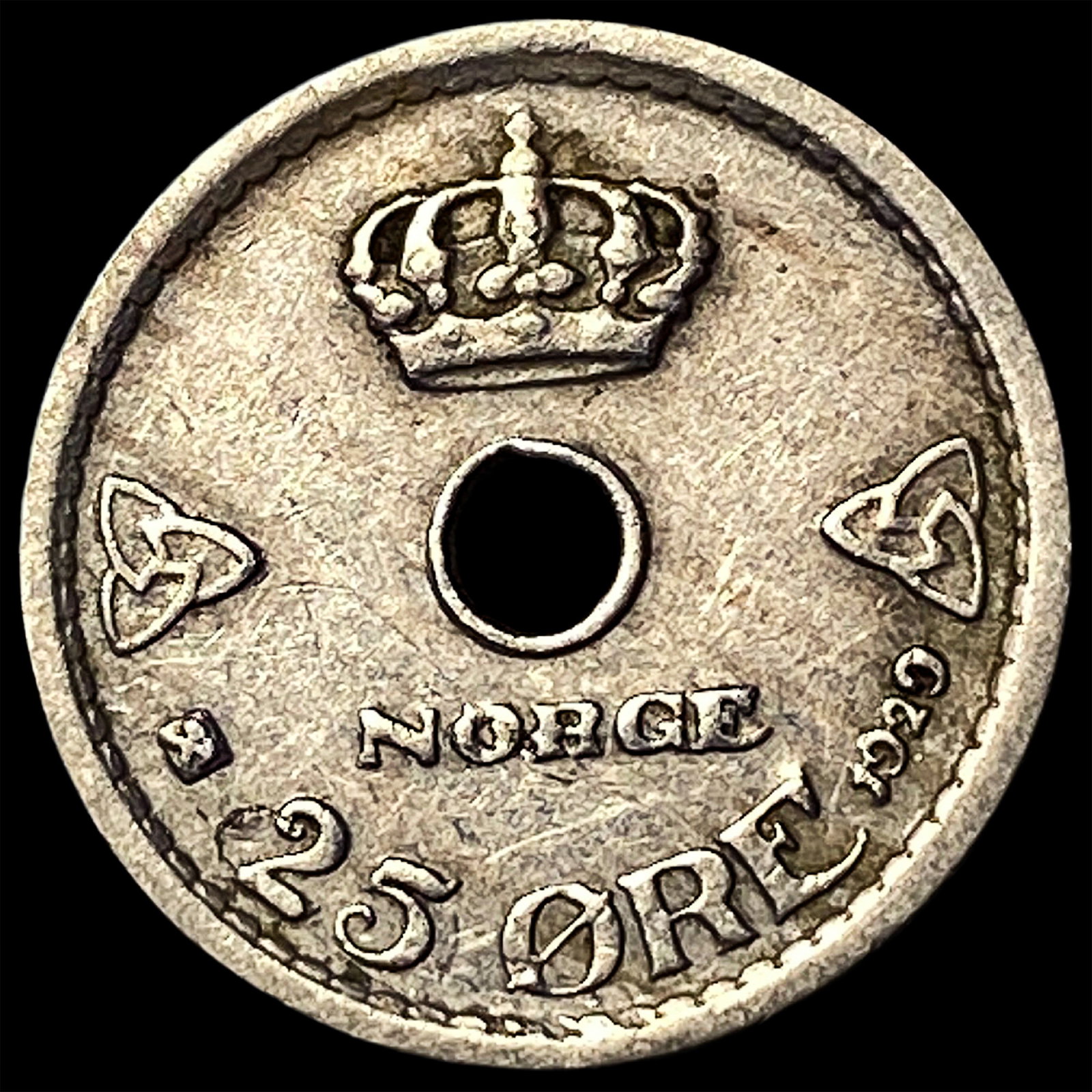 1929 Norway Copper Nickel 25 Ore: 1929 Norway Copper Nickel 25 Ore