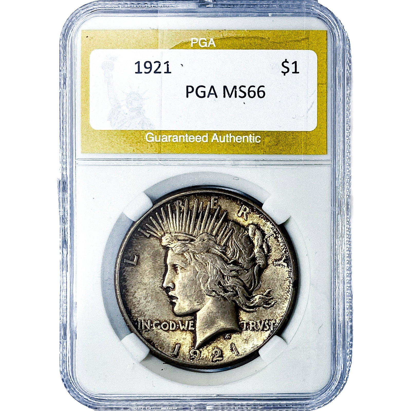 1921 Silver Peace Dollar PGA MS66: 1921 Silver Peace Dollar PGA MS66
